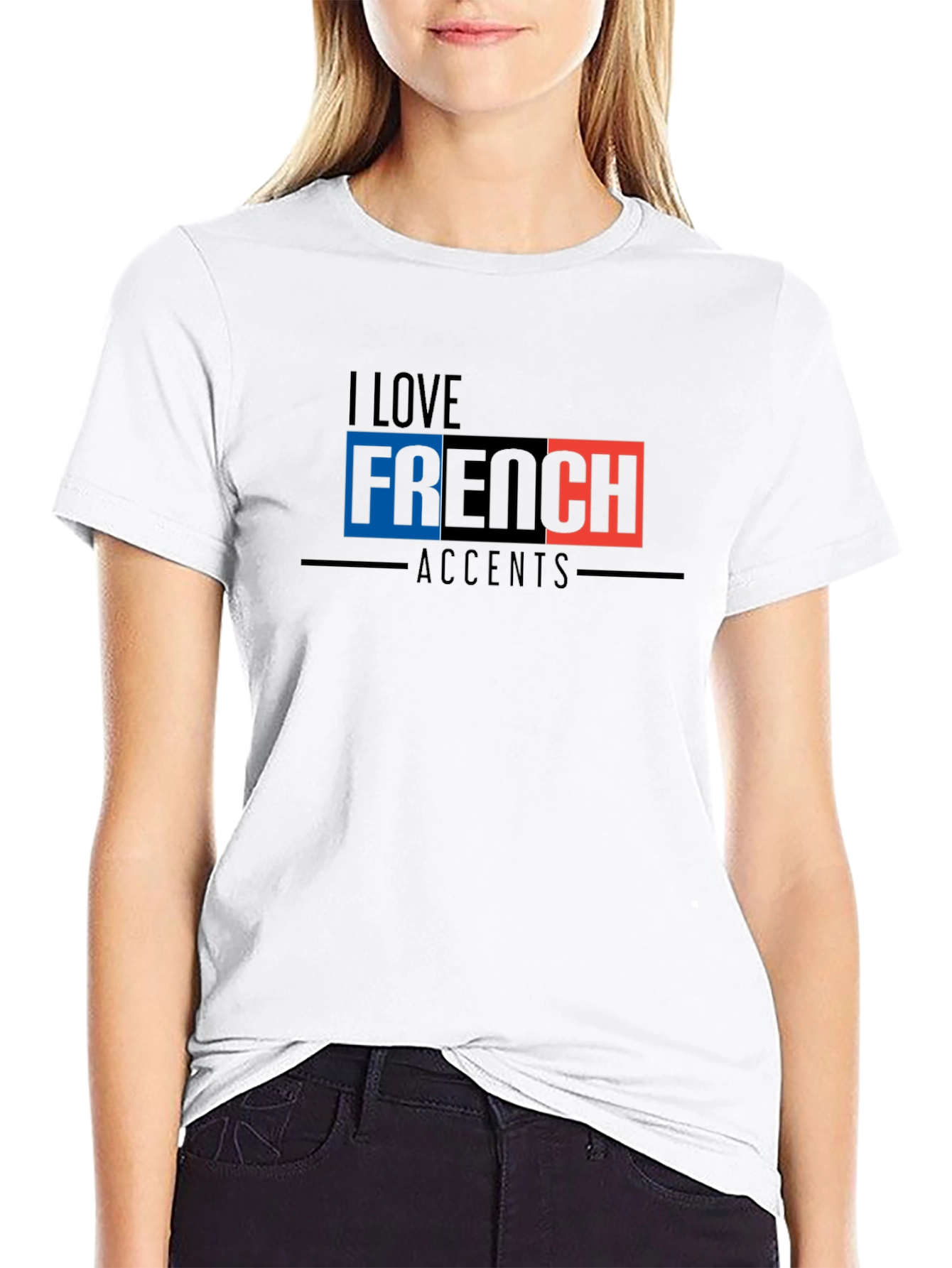Black I Love French Accents Black Graphic Tee view 9
