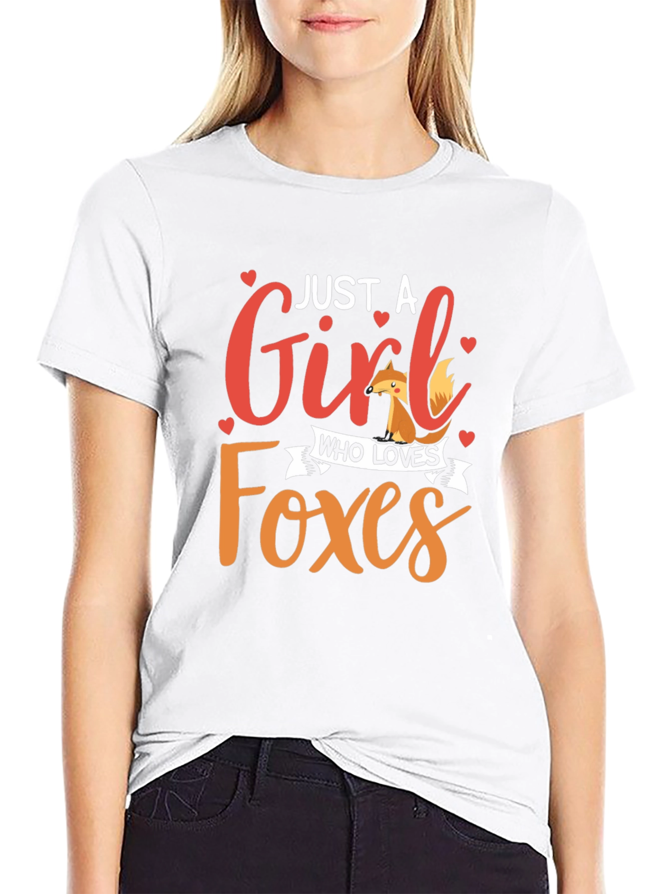 Black Just A Girl Who Loves Foxes Black Graphic Tee view 9