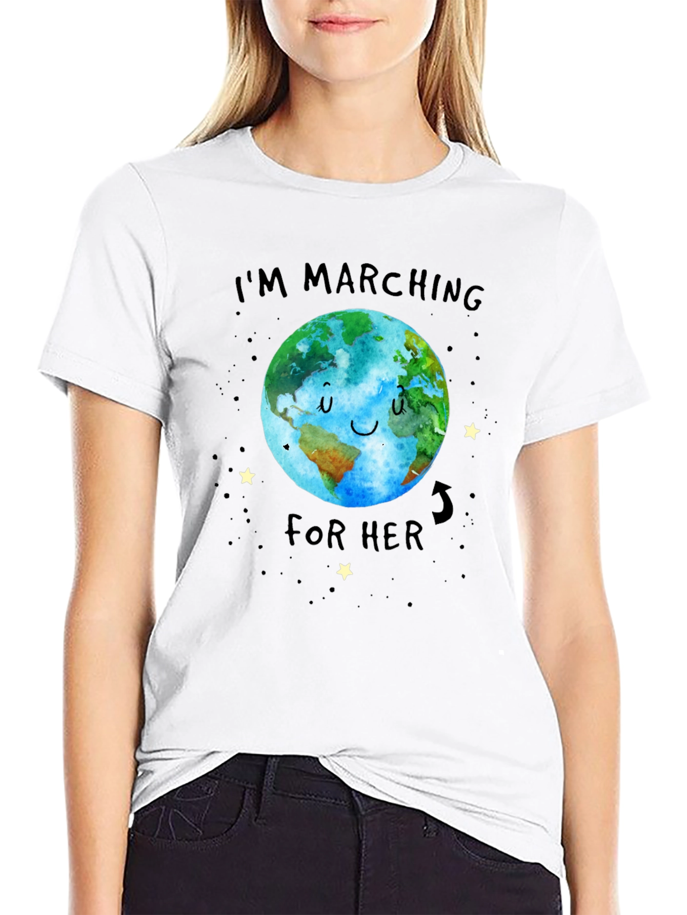 Black I'm Marching For Her Earth Graphic Tee view 9