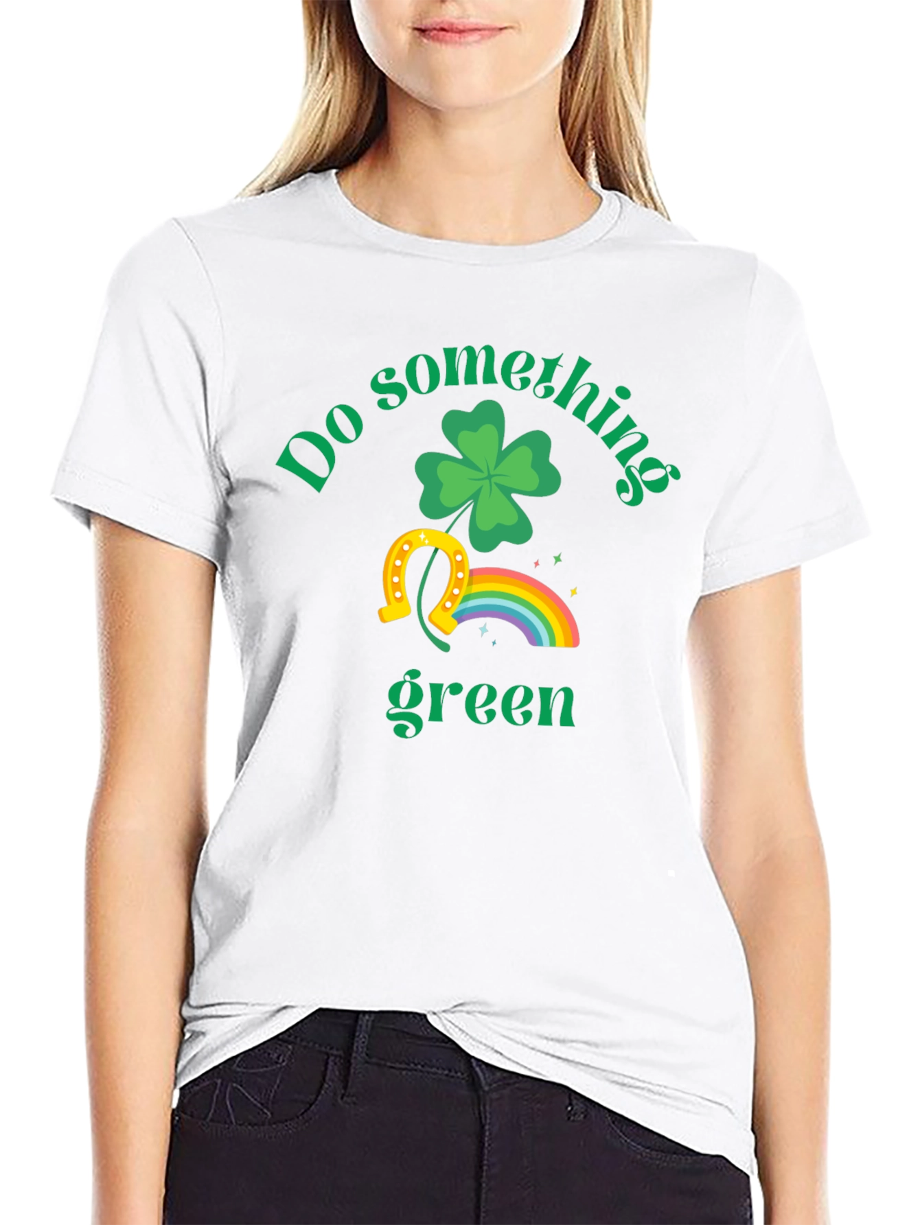 Black St. Patrick's Day 'Do Something Green' T-Shirt view 9