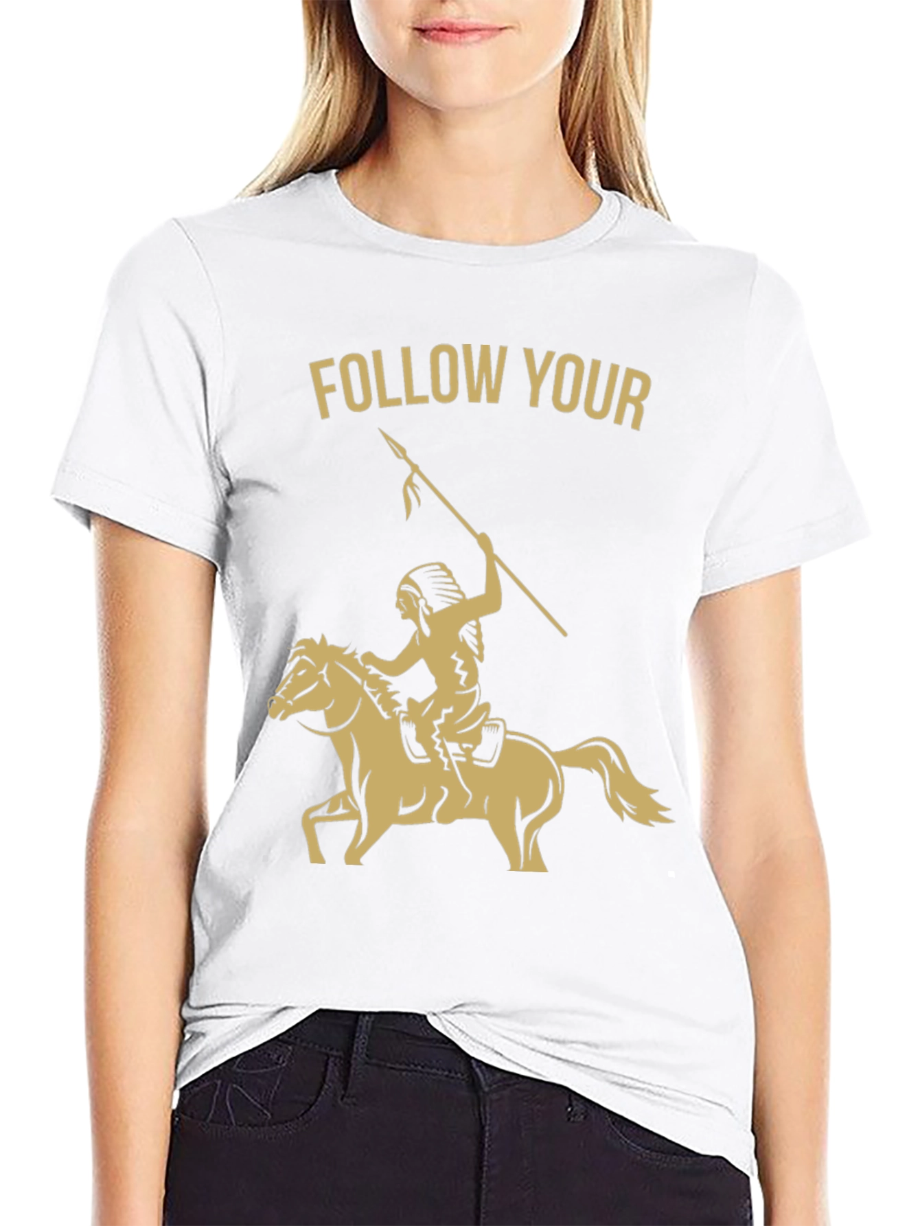 Black Follow Your Arrow T-Shirt - Native American Horse Rider Tee view 9