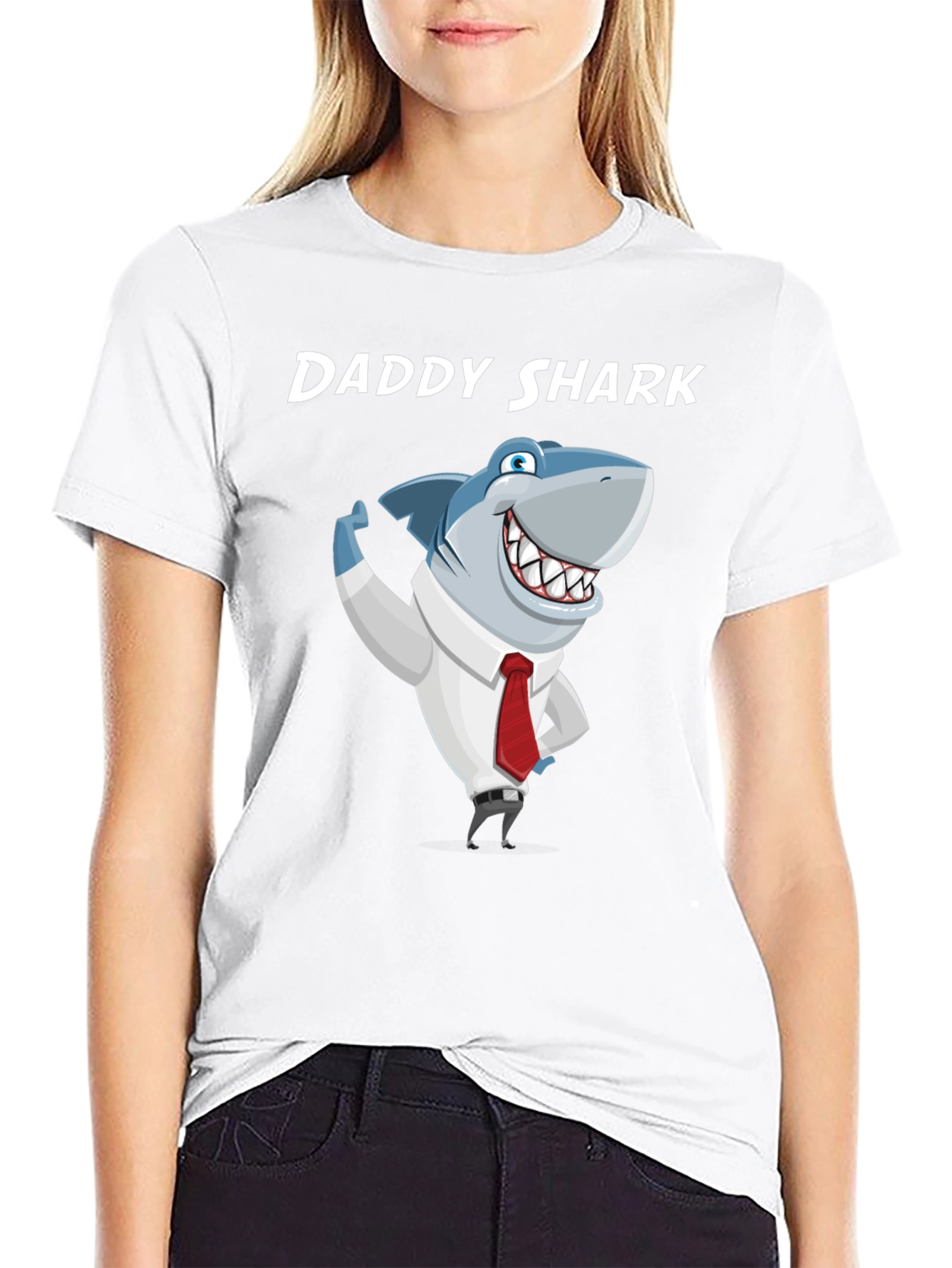Black Daddy Shark Graphic T-Shirt - Men's Black Tee view 9