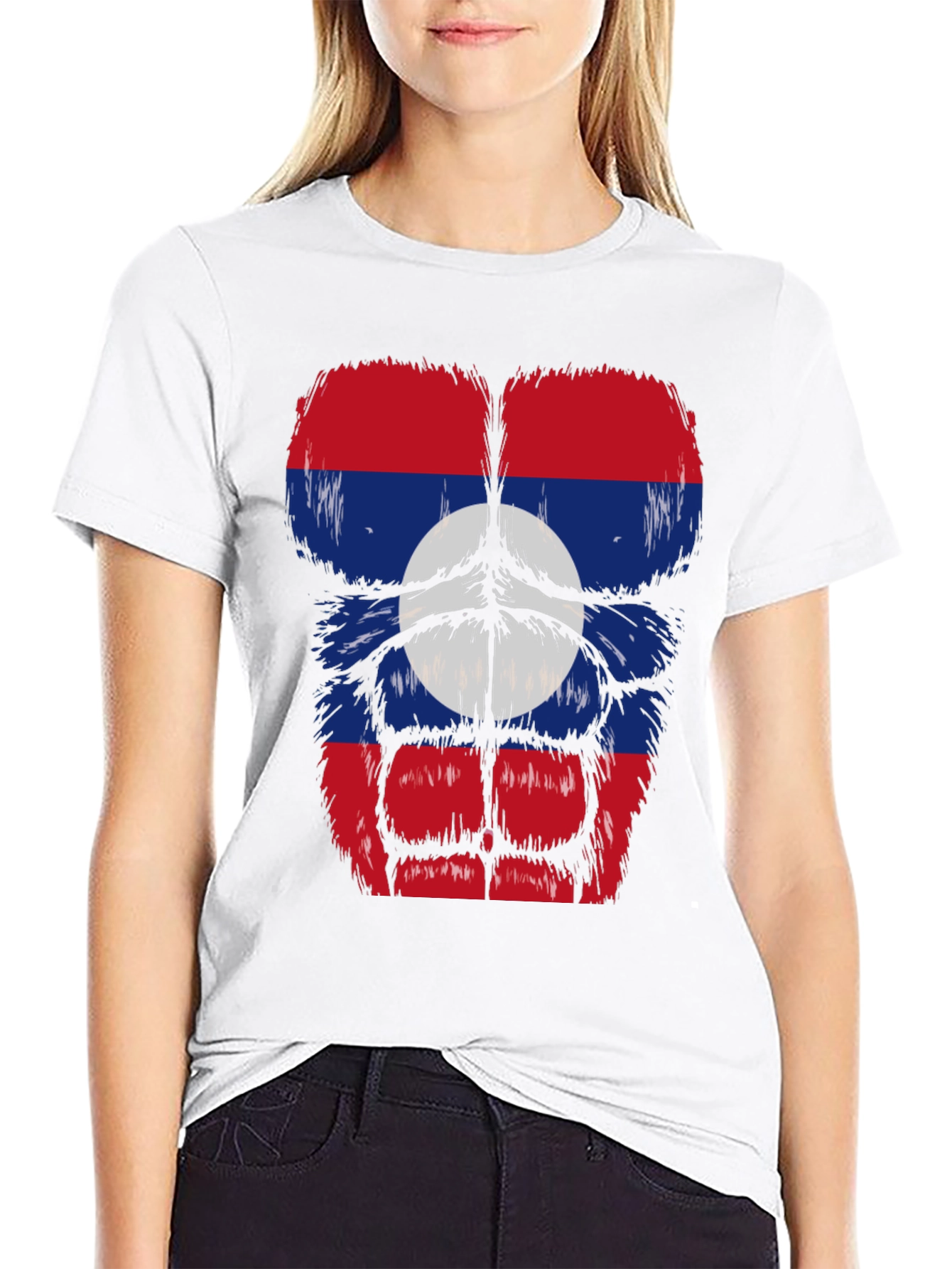 Black Laos Flag Gorilla Bodybuilder T-Shirt view 9