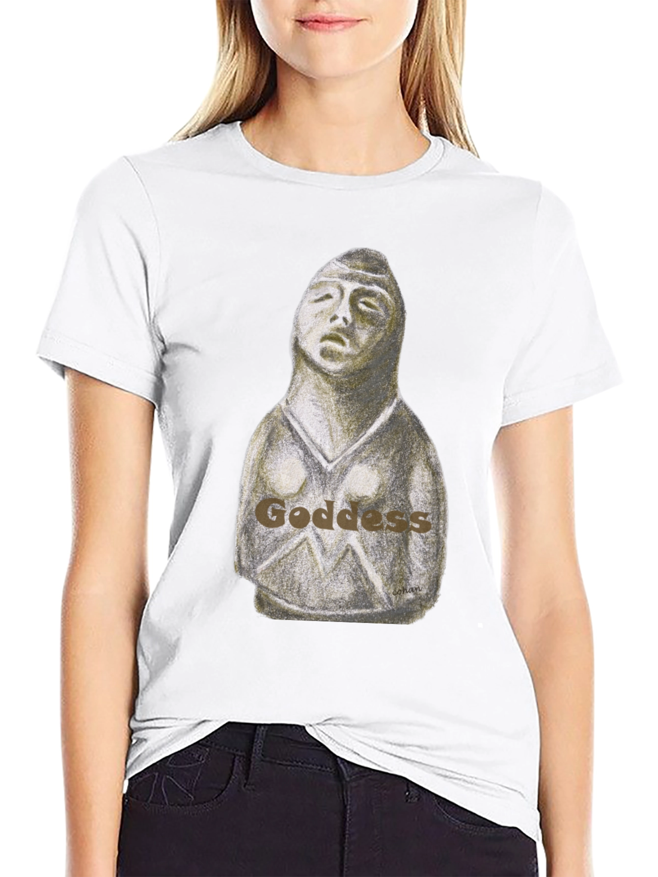 Black Goddess Graphic Print T-Shirt view 9
