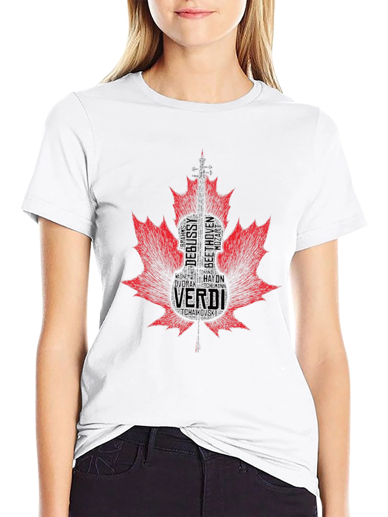 Black Music Composer Maple Leaf T-Shirt view 9