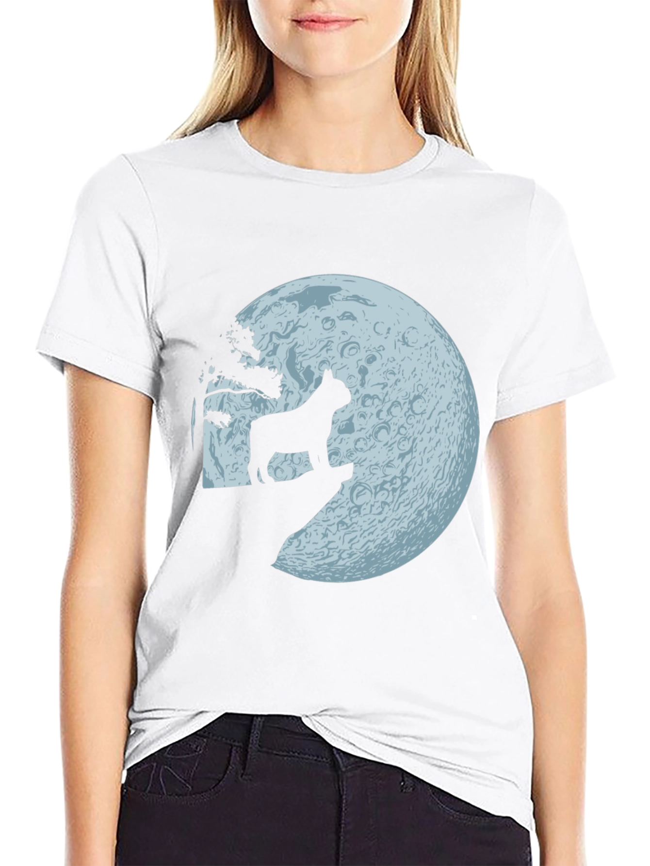 Black Dog Howling at Moon Graphic Tee view 9