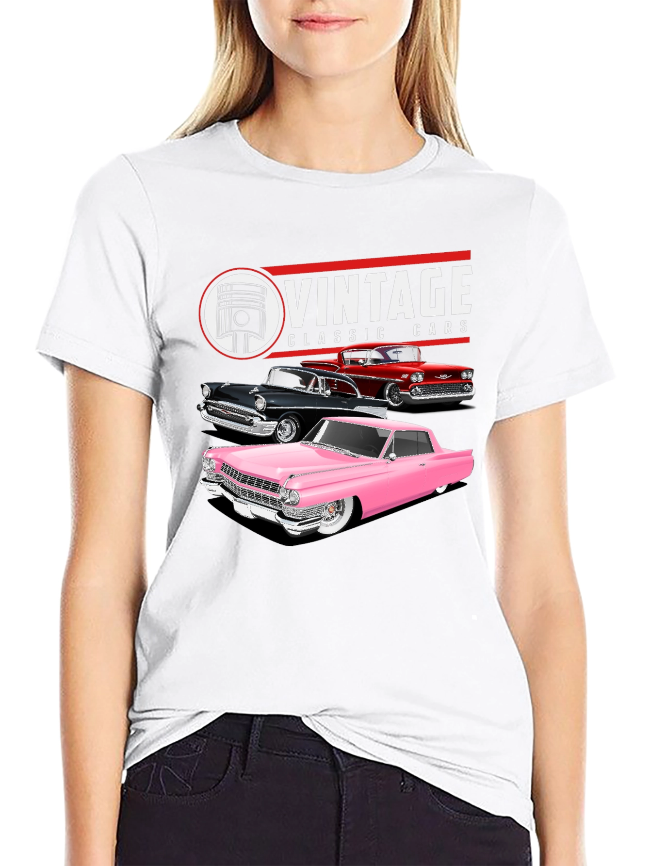 Black Vintage Classic Cars Graphic Tee view 9