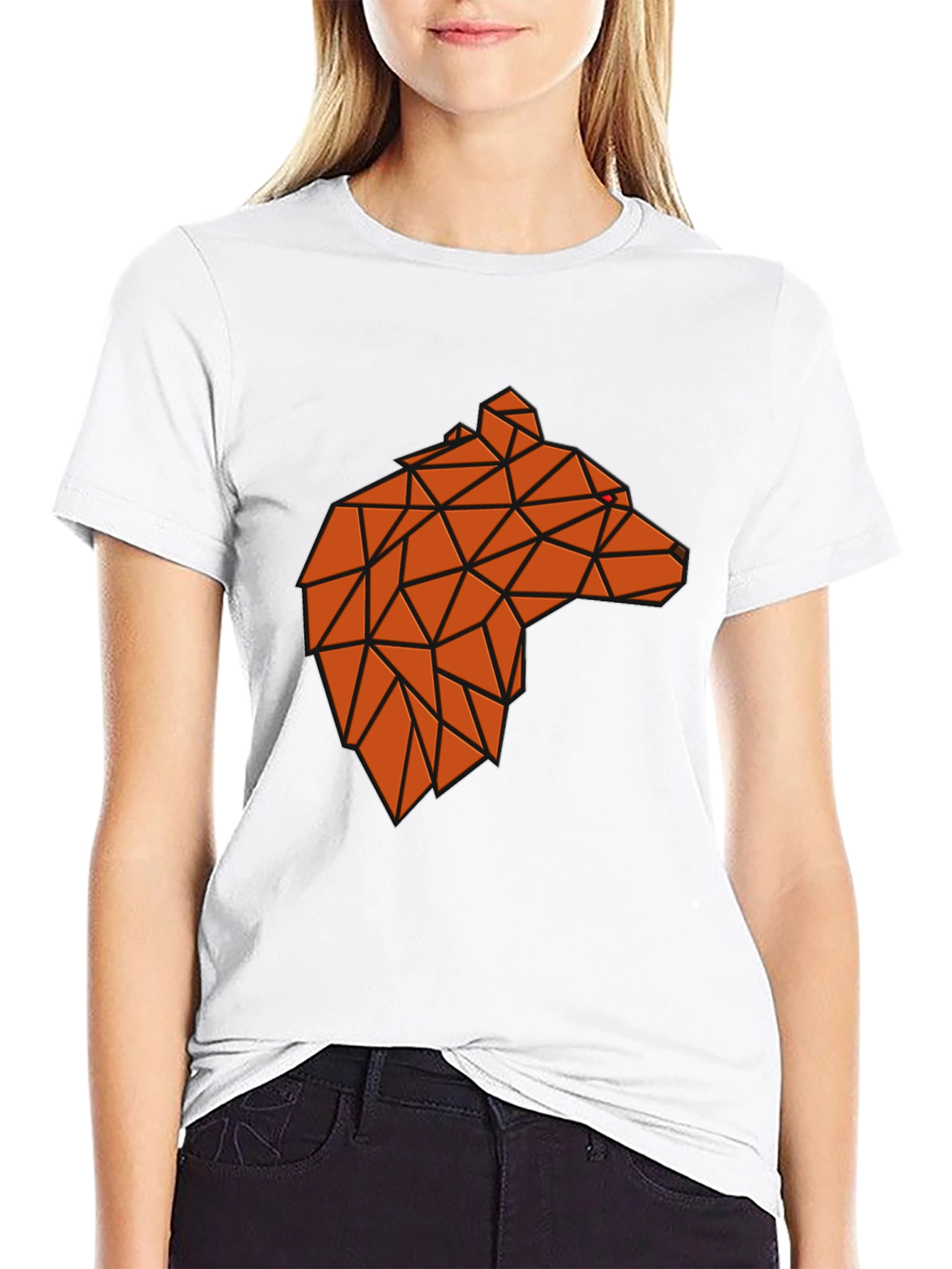 Black Geometric Bear Graphic Tee - Modern Animal Design view 9