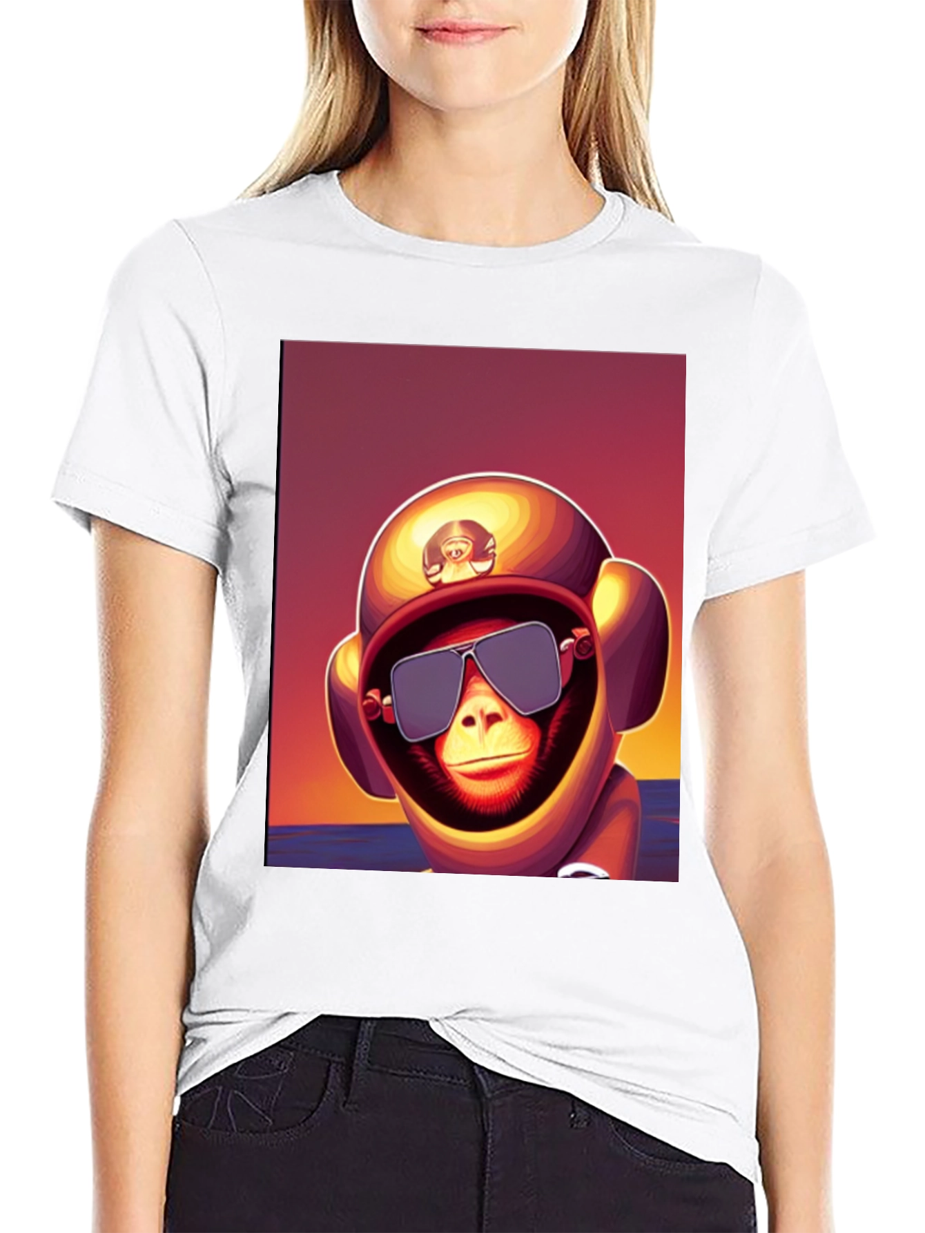 Black Monkey Astronaut T-Shirt - Retro Style Graphic Tee view 9