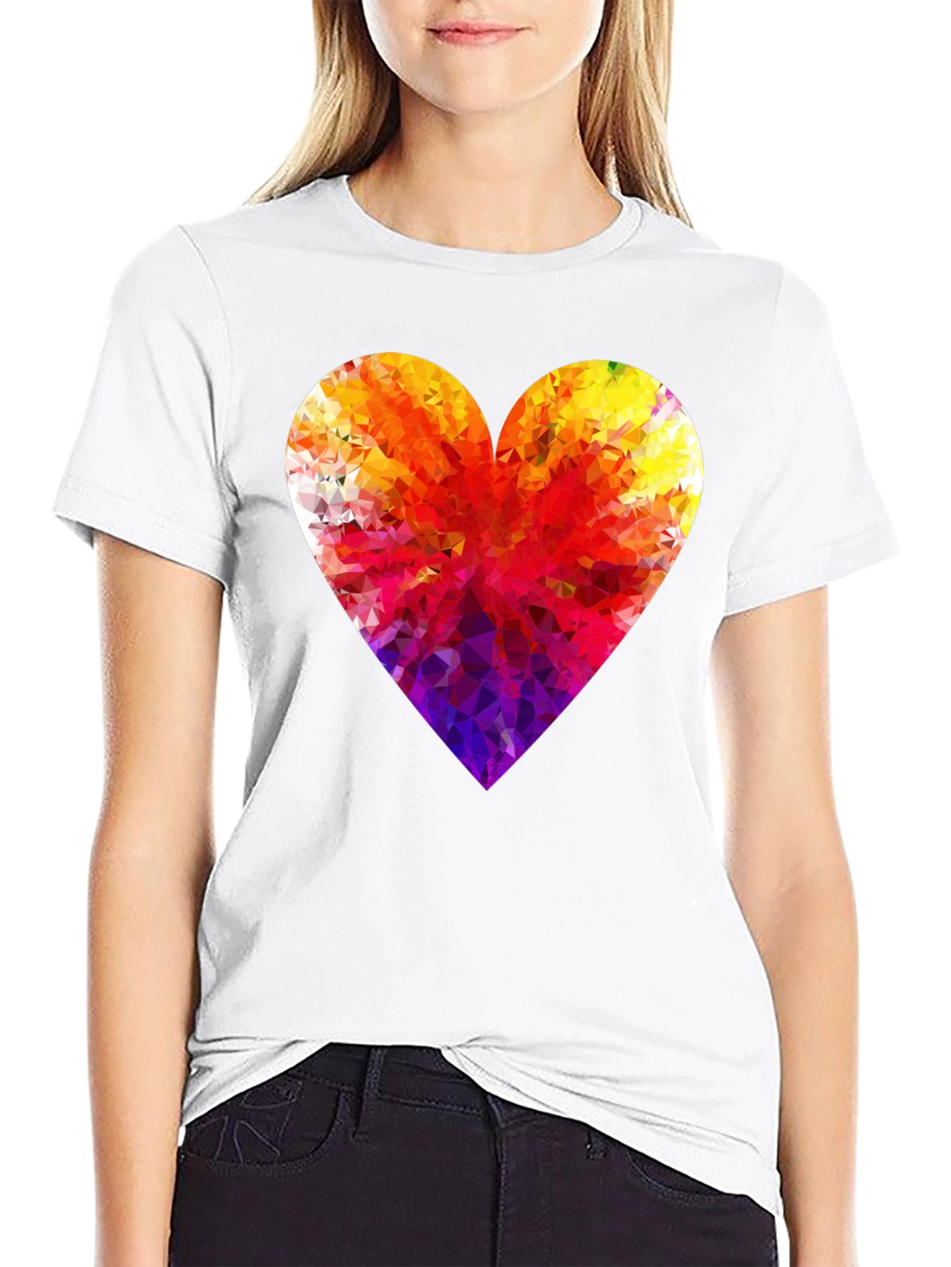 Black Geometric Heart Graphic Tee - Modern Black T-Shirt view 9