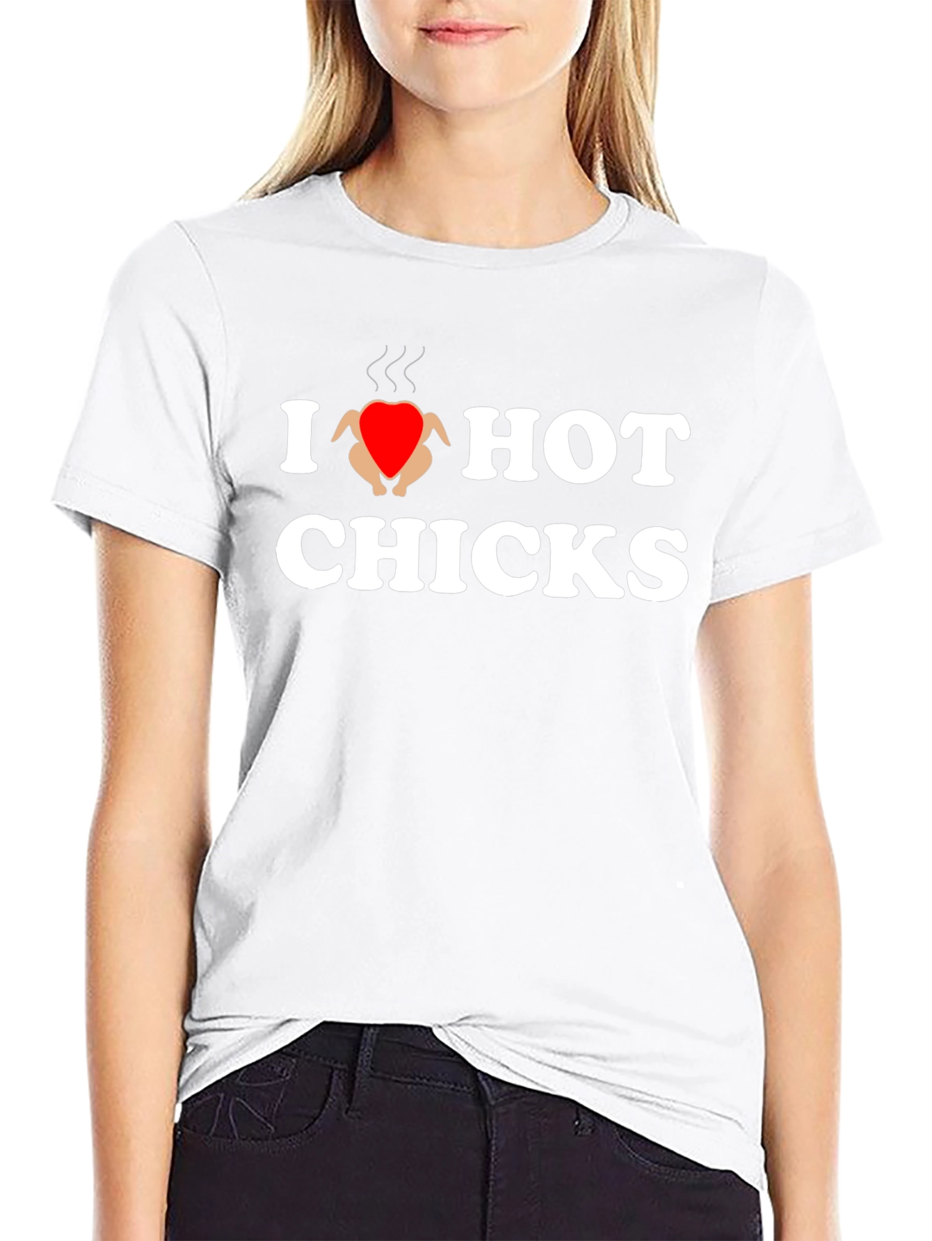 Black I Heart Hot Chicks T-Shirt - Novelty Graphic Tee view 9