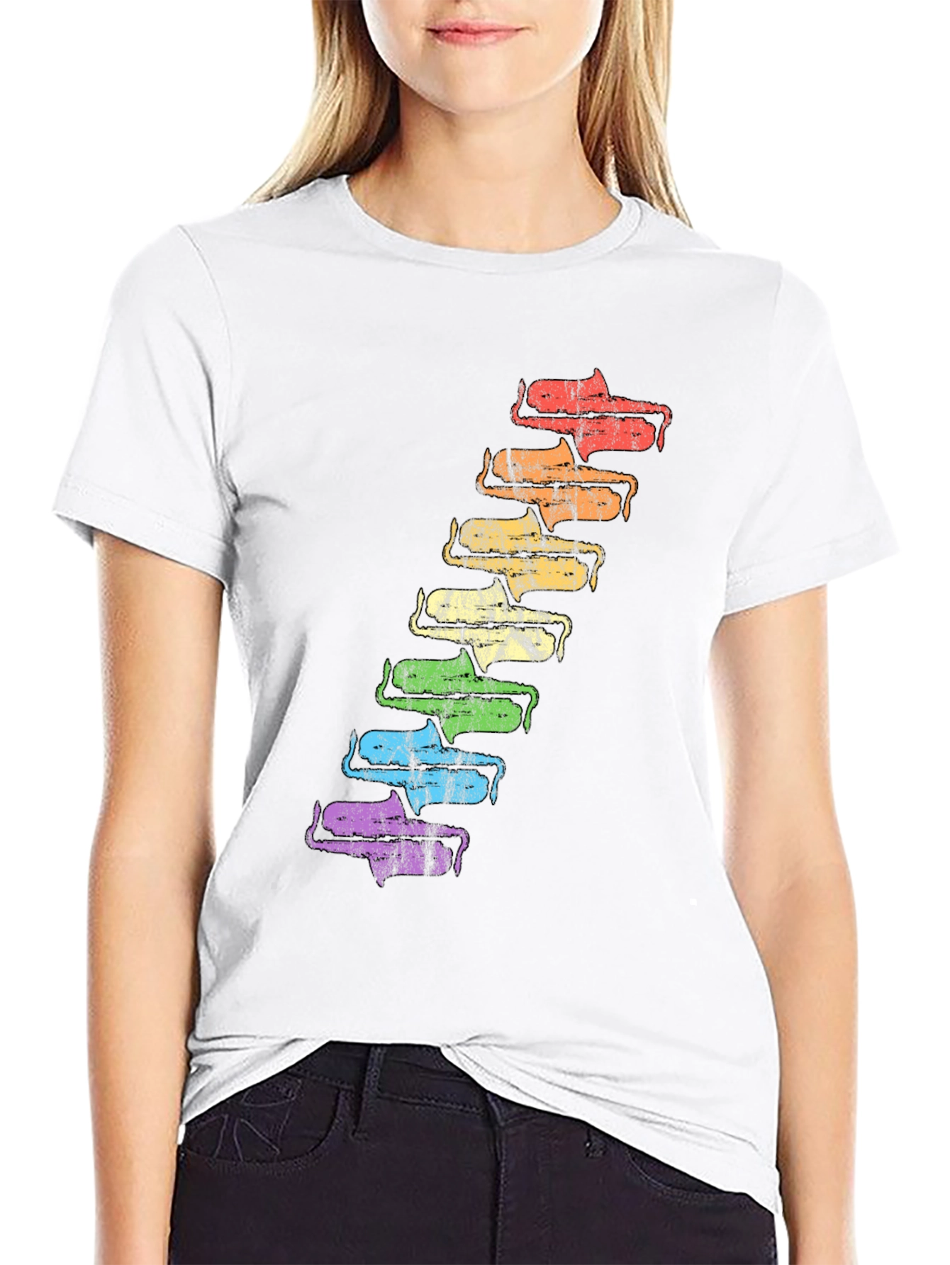 Black Retro Rainbow Saxophone T-Shirt - Unique Music Lover Tee view 9