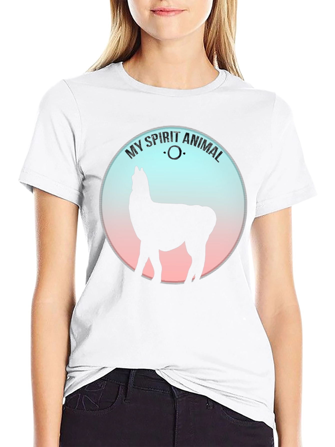Black My Spirit Animal Llama Graphic Tee - Black view 9