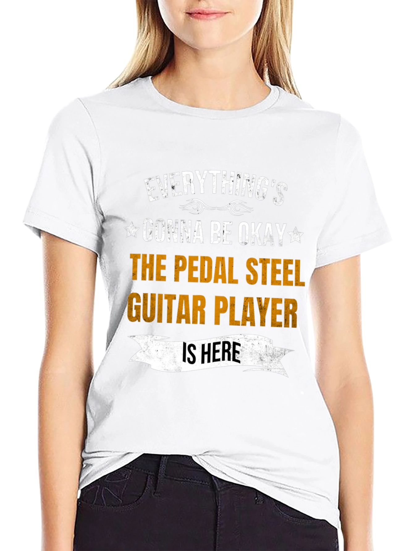 Black Everything's Gonna Be Okay Pedal Steel Guitar Player T-Shirt view 9