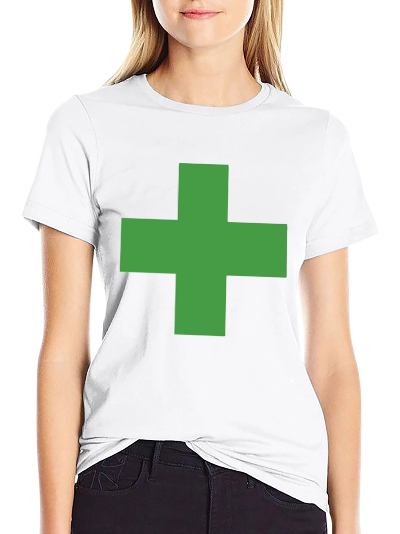 Black Green Cross Graphic Black T-Shirt view 9