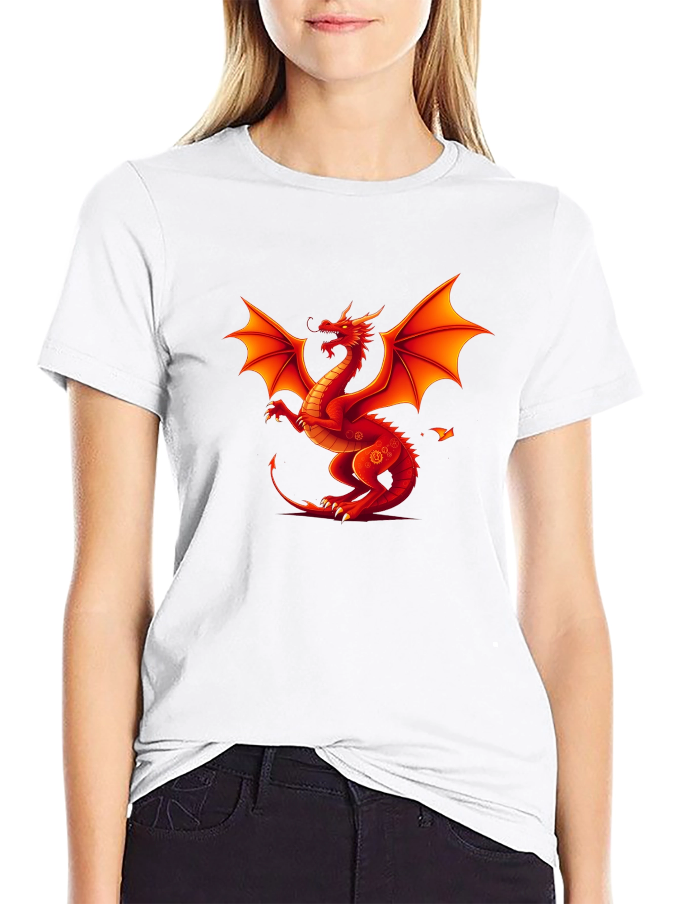 Black Fiery Dragon Graphic Tee - Black Cotton Shirt view 9
