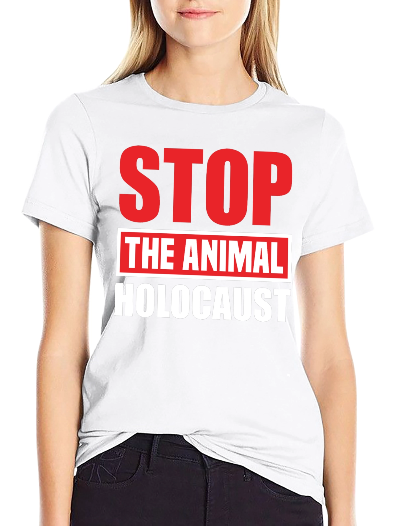 Black Stop Animal Holocaust Graphic Tee - Black view 9