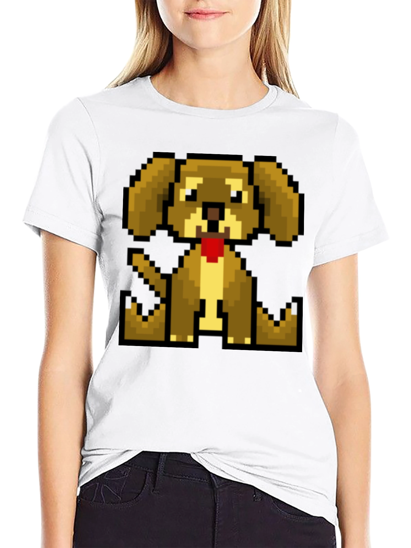 Black Pixelated Dog T-Shirt - Retro Gaming Style view 9