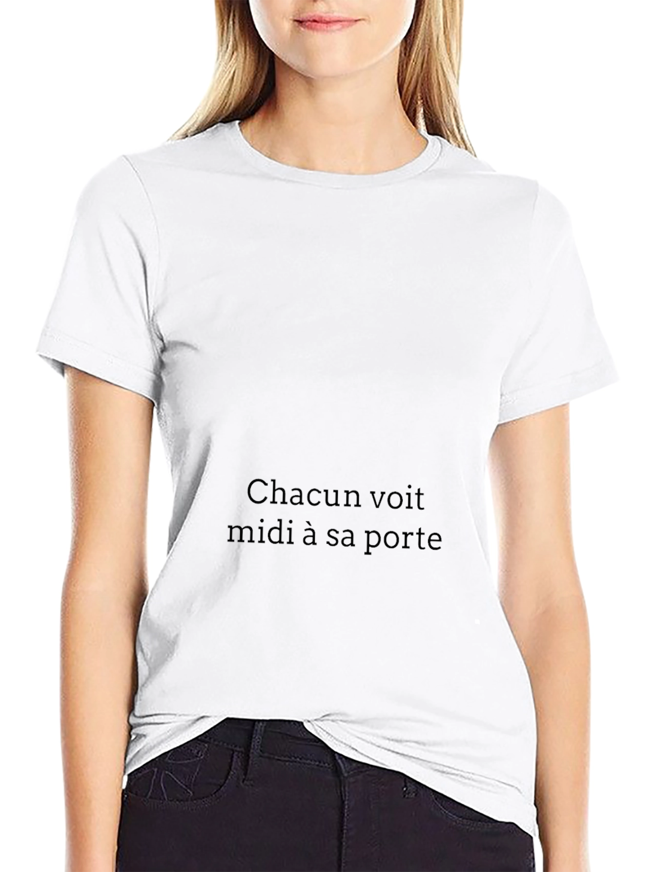 Black Chacun Voit T-Shirt: Classic Black Tee with French Proverb view 9