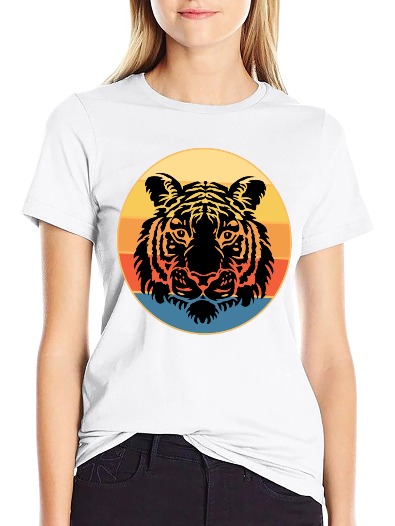 Black Retro Tiger Graphic Tee - Stylish Men's Black T-Shirt view 9