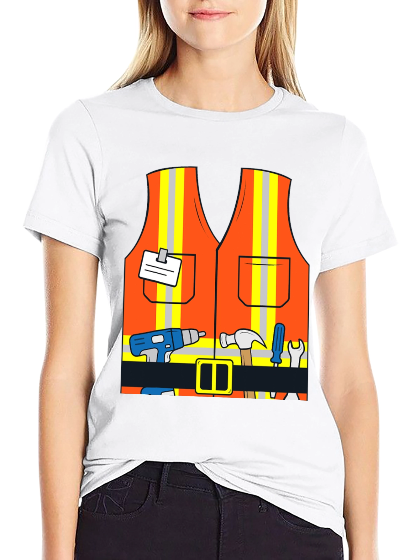 Black Construction Worker Costume T-Shirt view 9