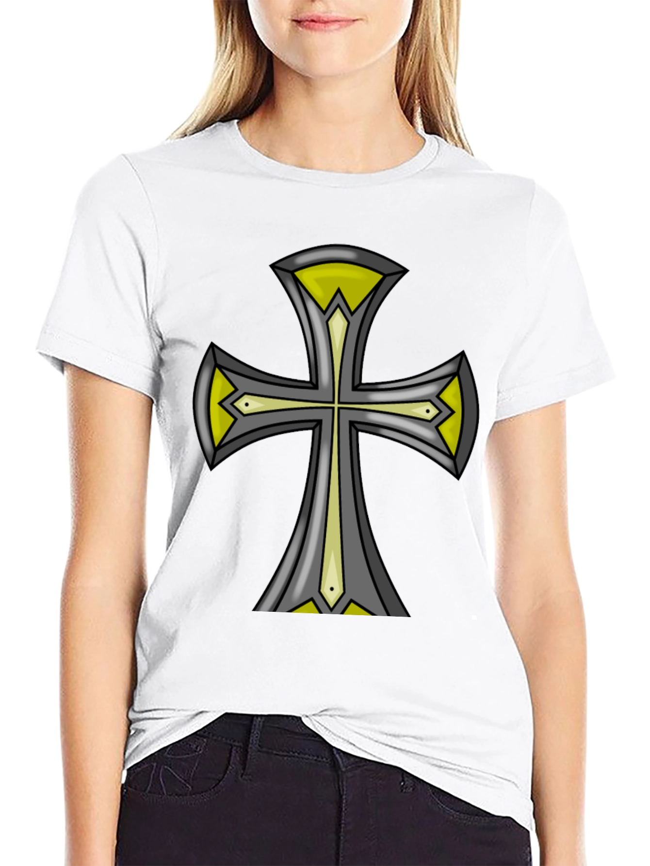 Black Cross Graphic Black Tee - Unique Design view 9