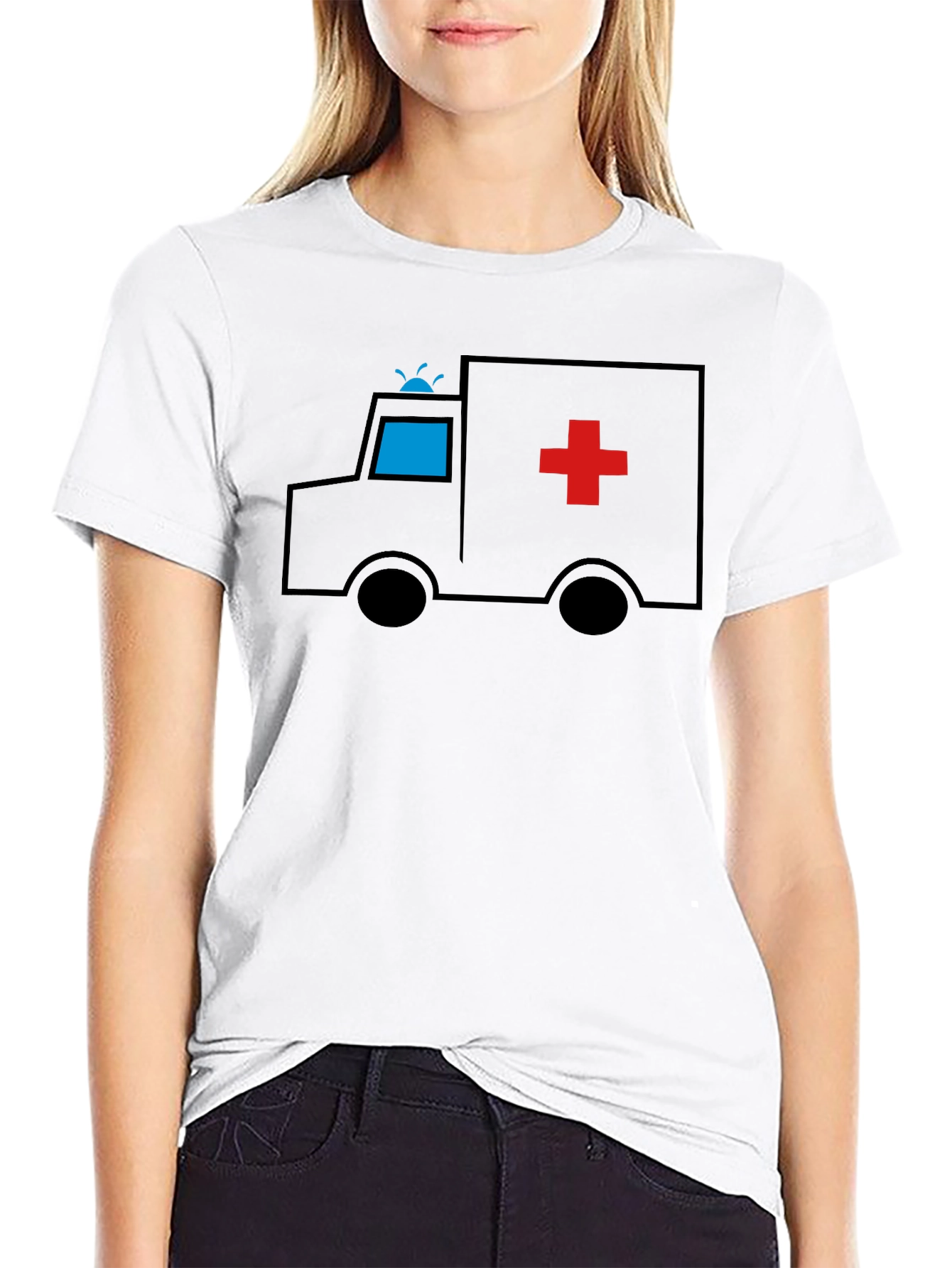 Black Cartoon Ambulance Black T-Shirt view 9