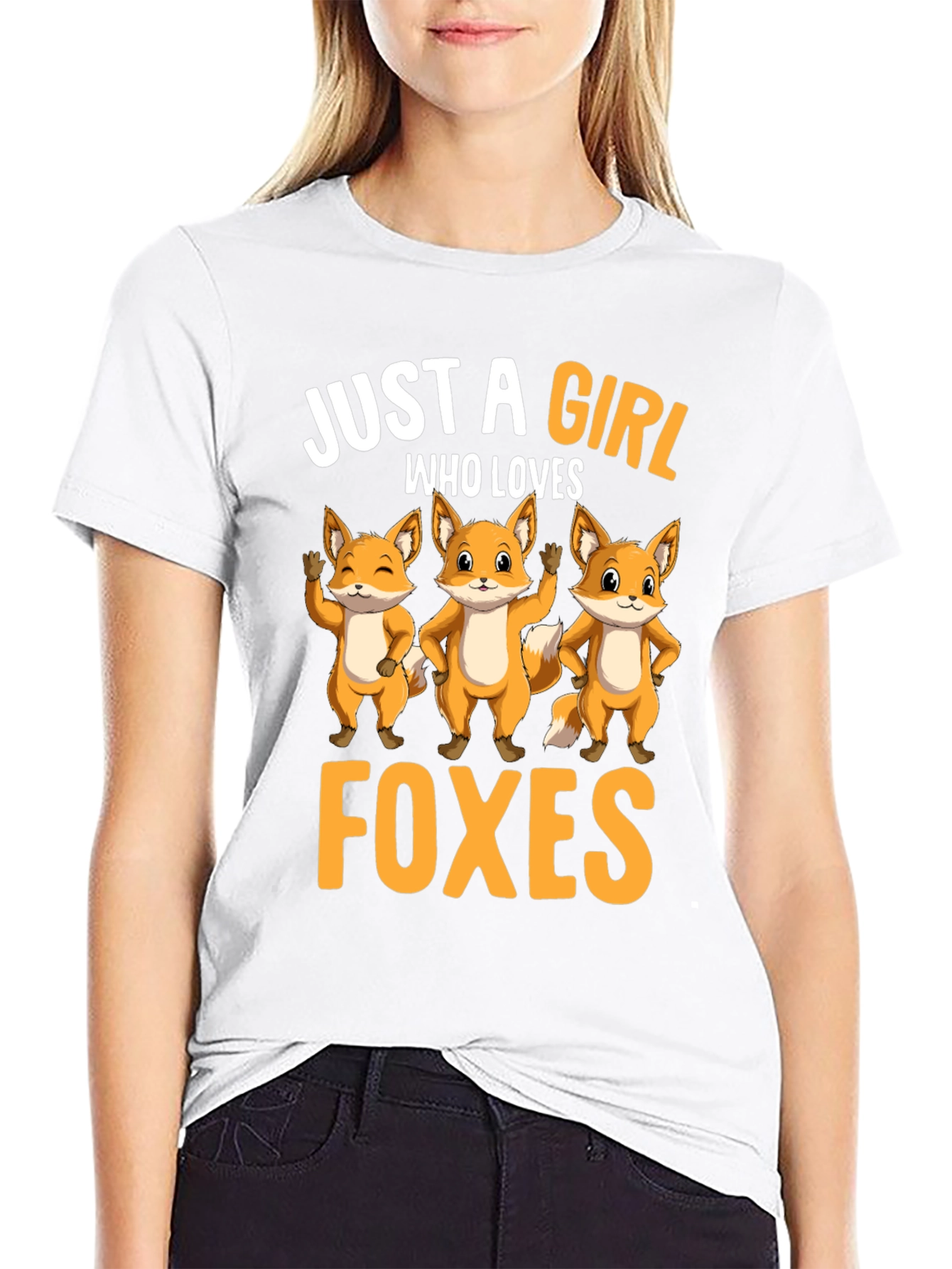 Black Just A Girl Who Loves Foxes T-Shirt view 9