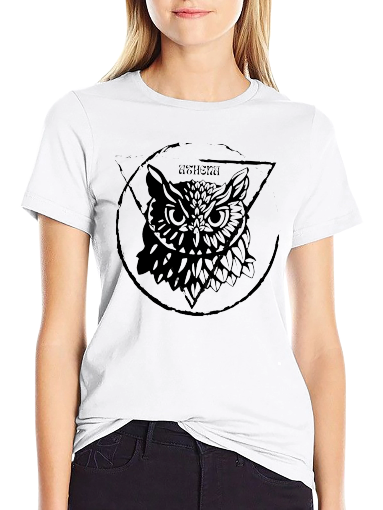 Black Owl Graphic Print Men's Black T-Shirt view 9