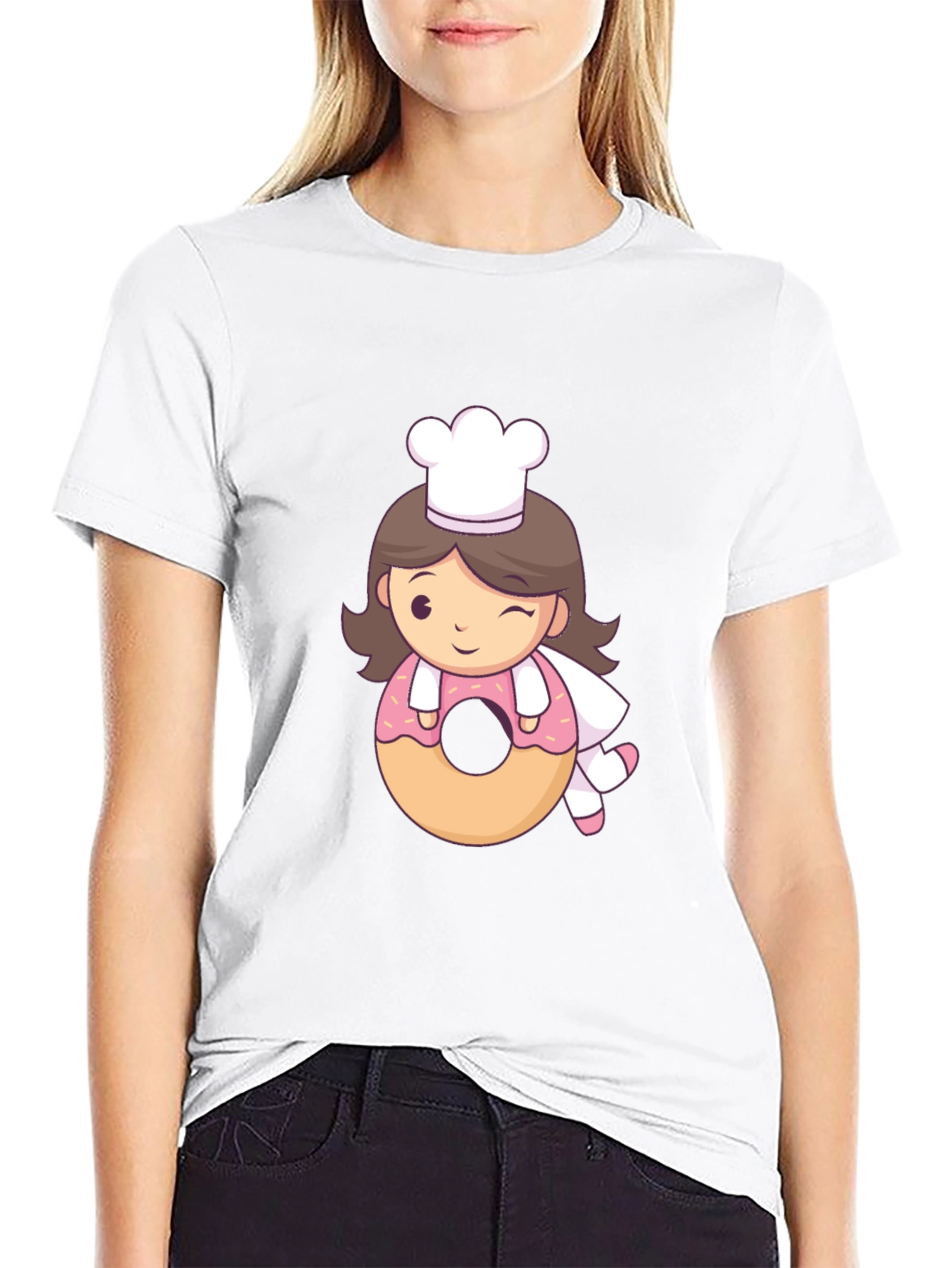 Black Chef Donut T-Shirt - Cute Cartoon Style! view 9