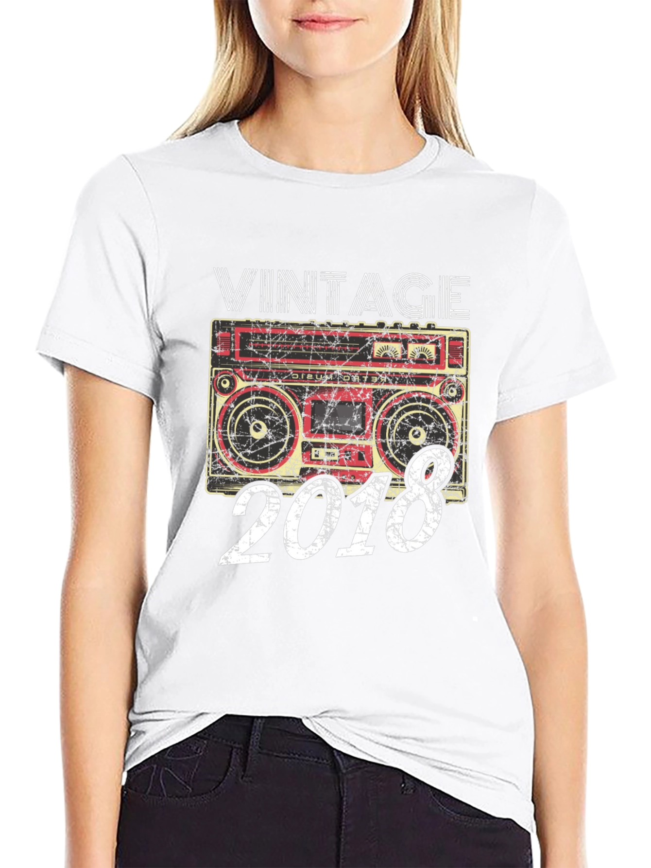 Black Vintage 2018 Boombox T-Shirt view 9