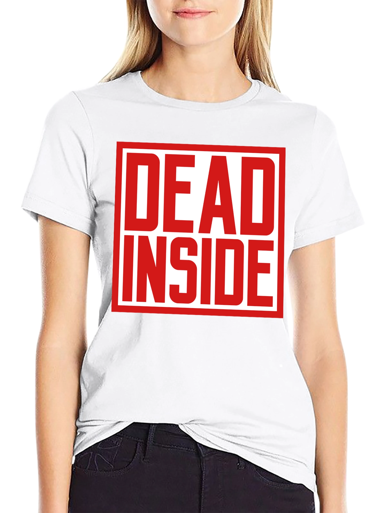 Black Dead Inside Graphic Tee - Black Short Sleeve Cotton T-Shirt view 9