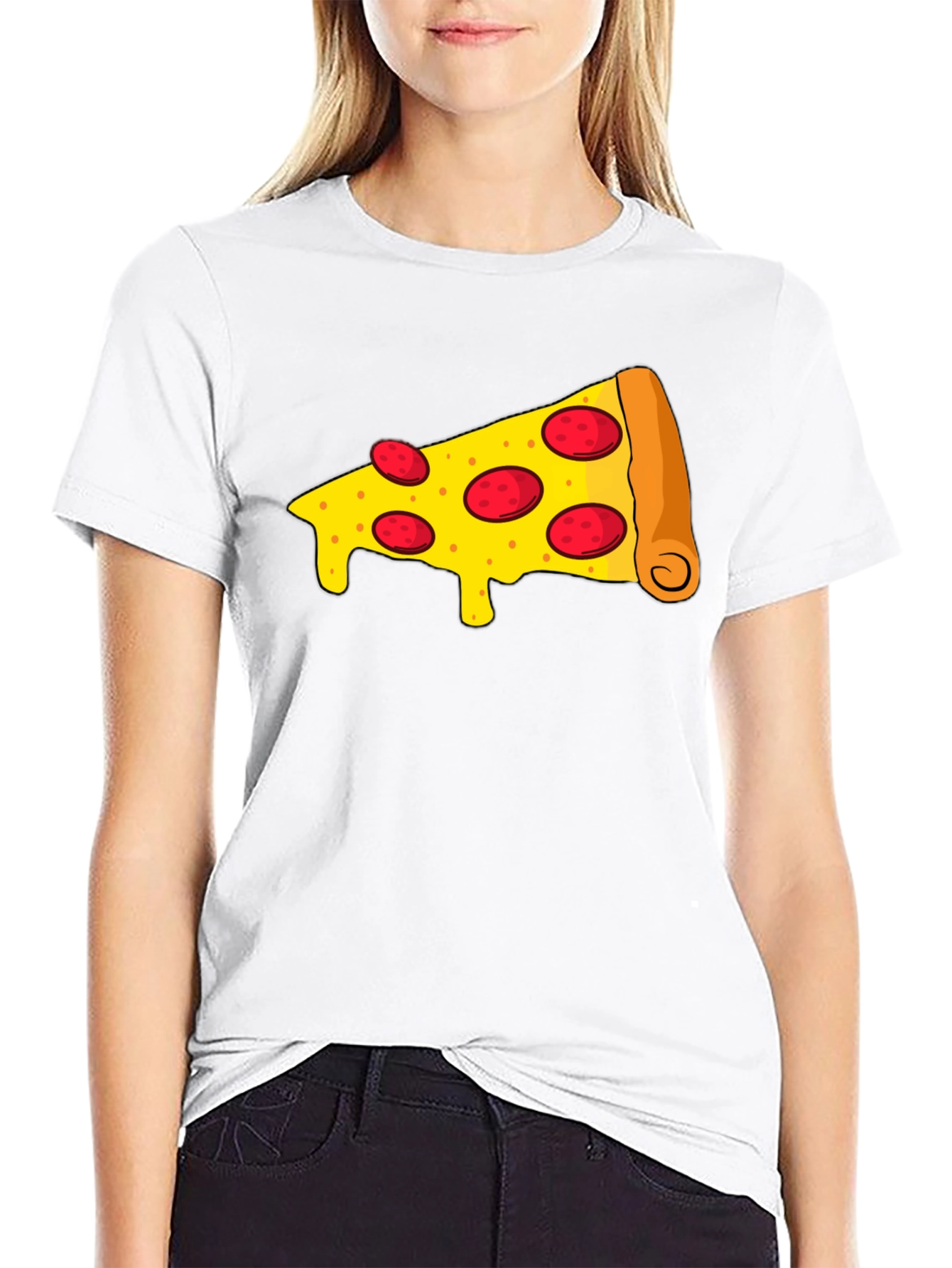 Black Pizza Slice Graphic Tee - Unisex Black T-Shirt view 9