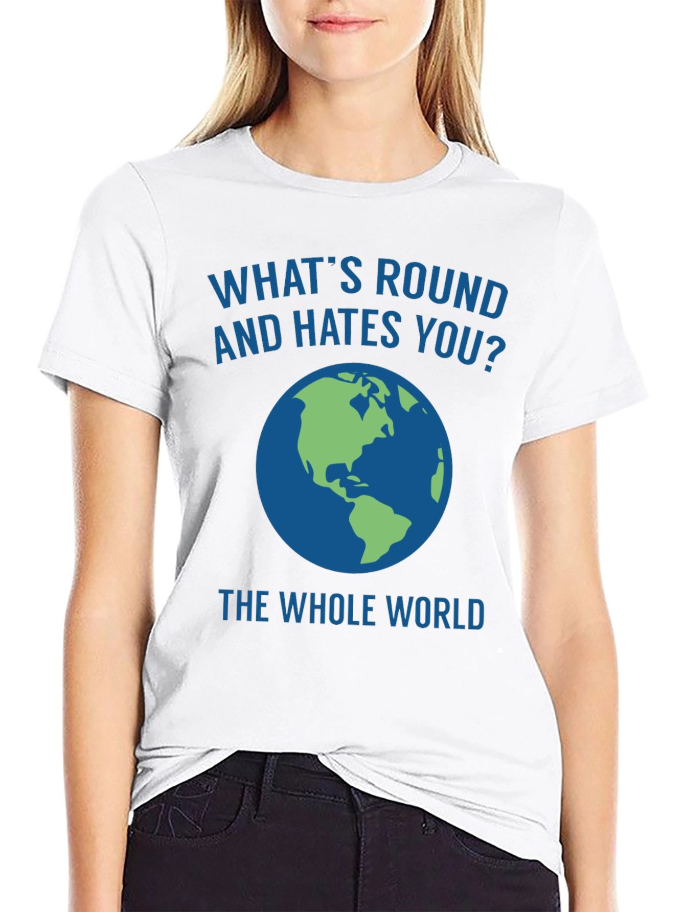Black What's Round and Hates You? Graphic Tee view 9