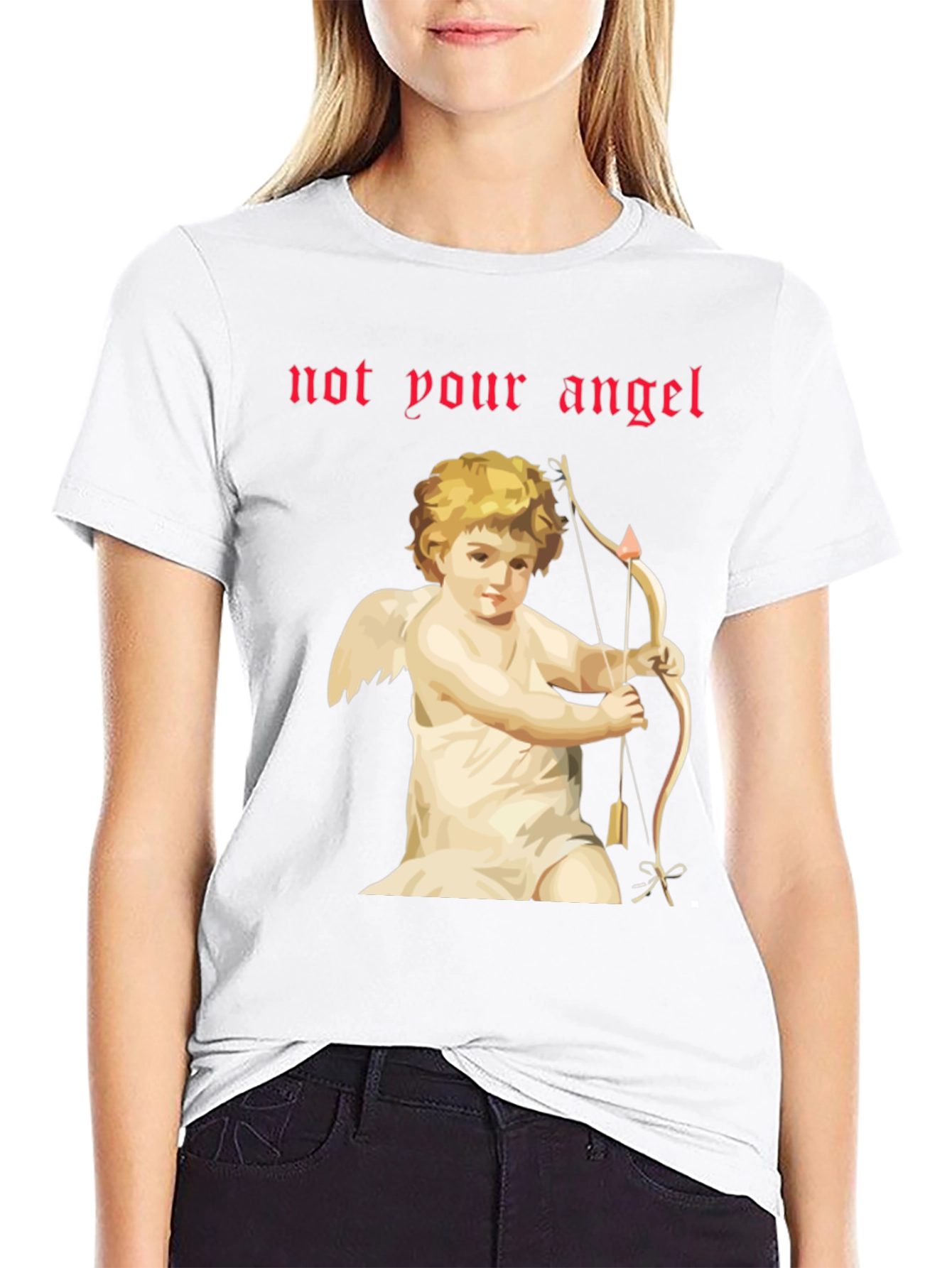 Black Not Your Angel Cupid Graphic Tee - Black T-Shirt view 9