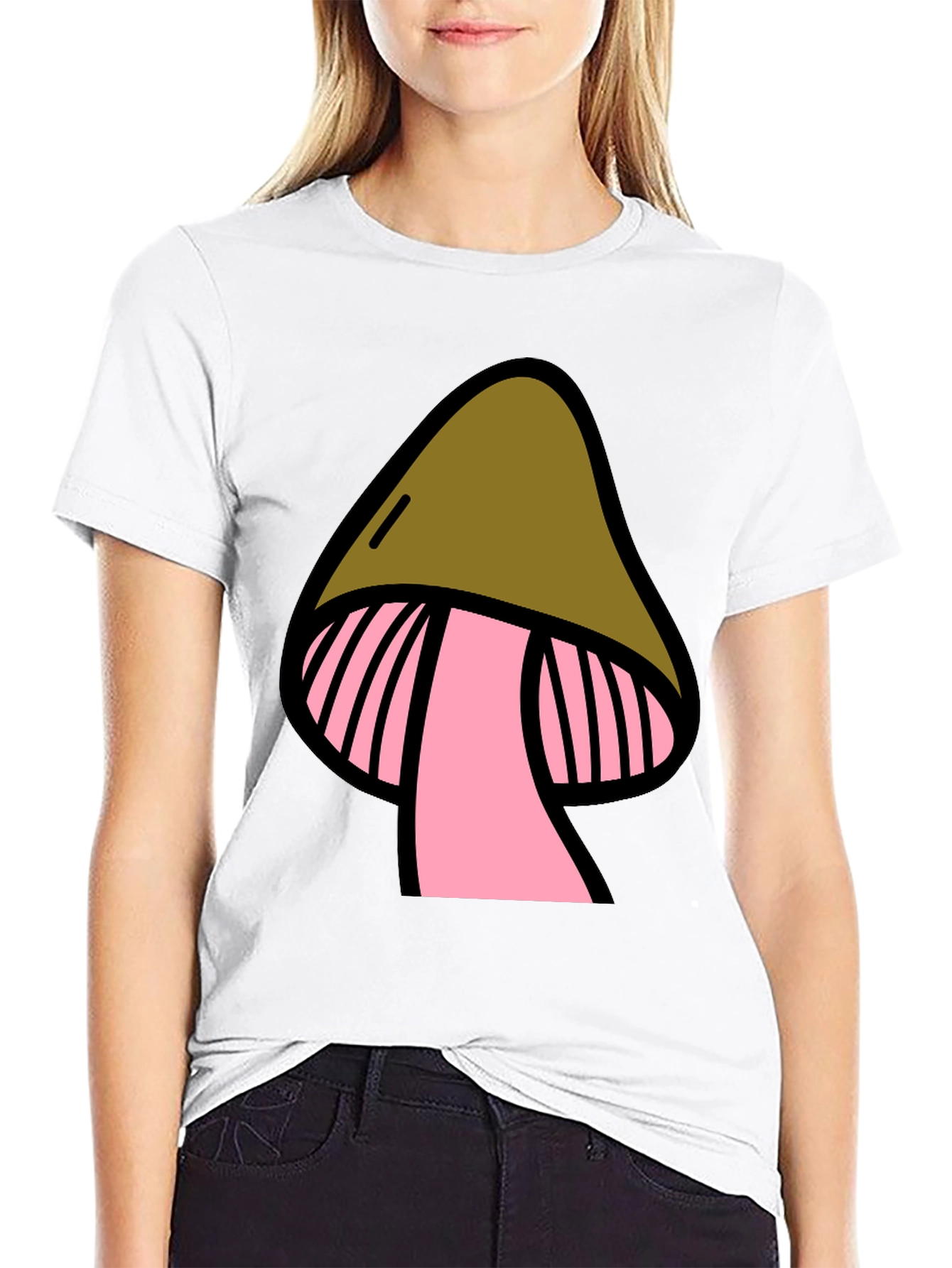 Black Mushroom Graphic Black T-Shirt view 9