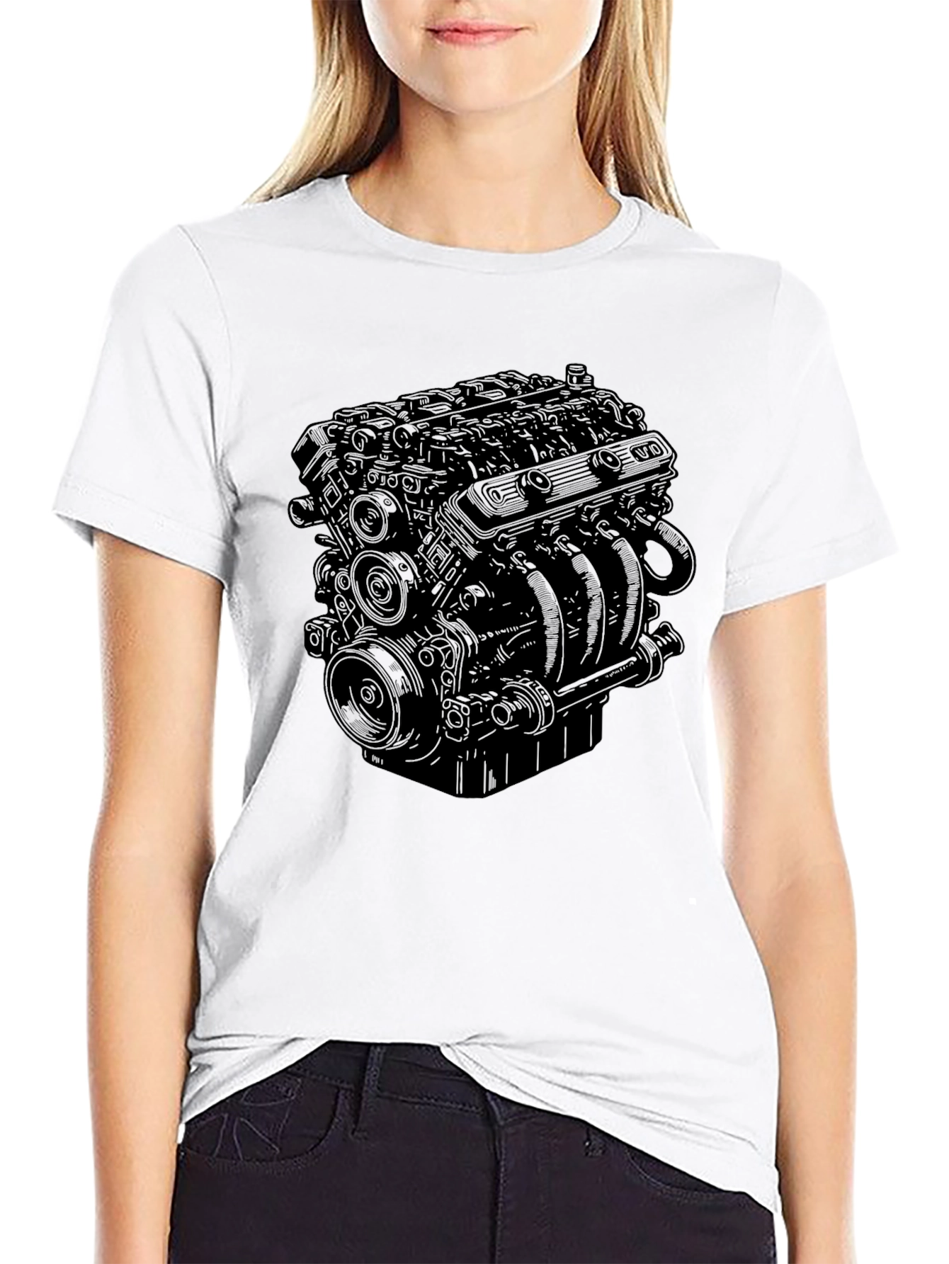 Black Engine Graphic Black T-Shirt view 9