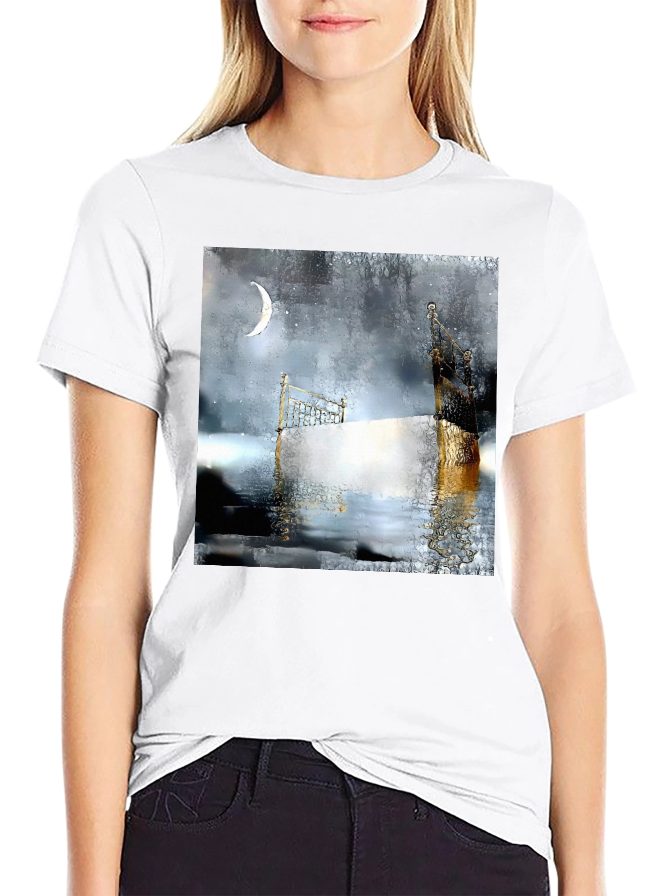 Black Surreal Dreamscape Black Tee view 9