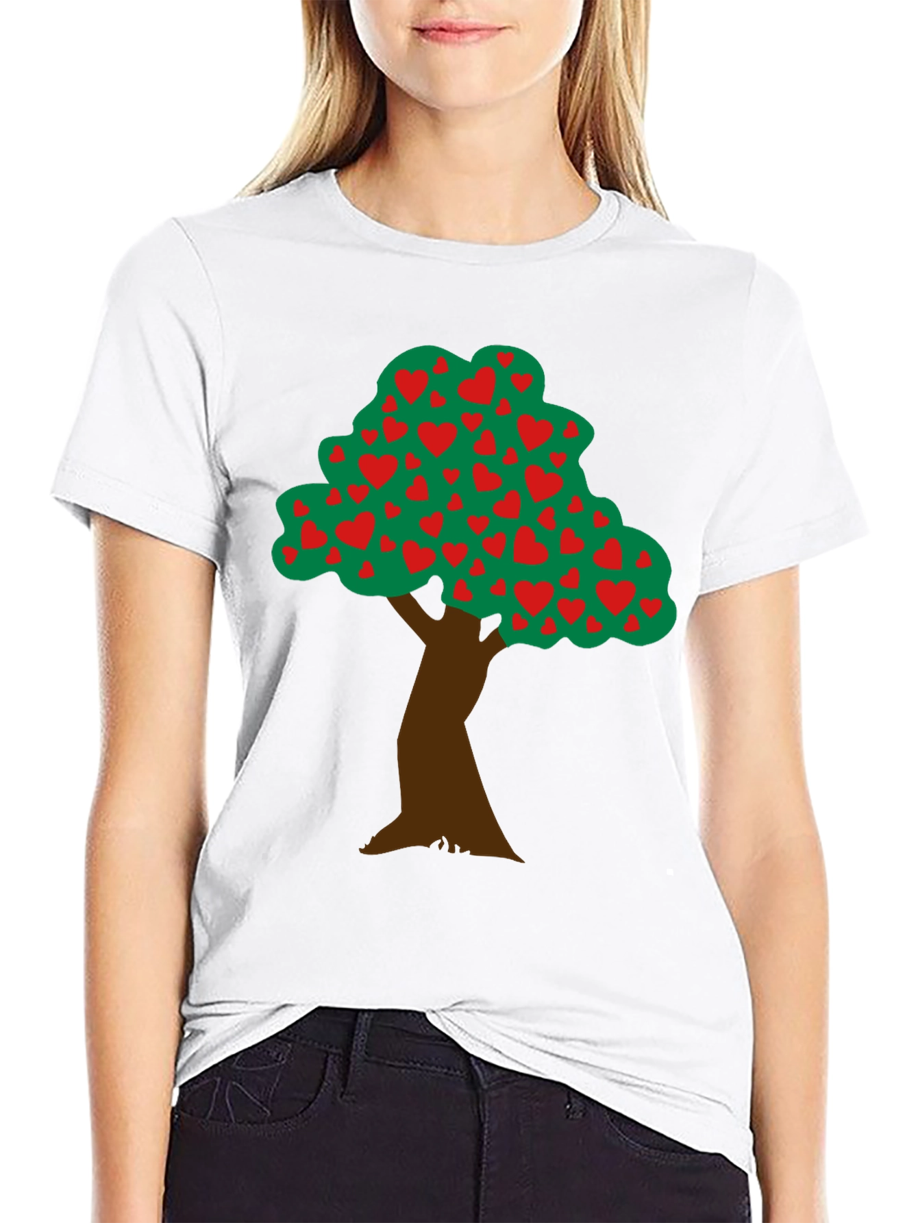 Black Heart Tree Graphic Tee - Black Cotton Blend view 9