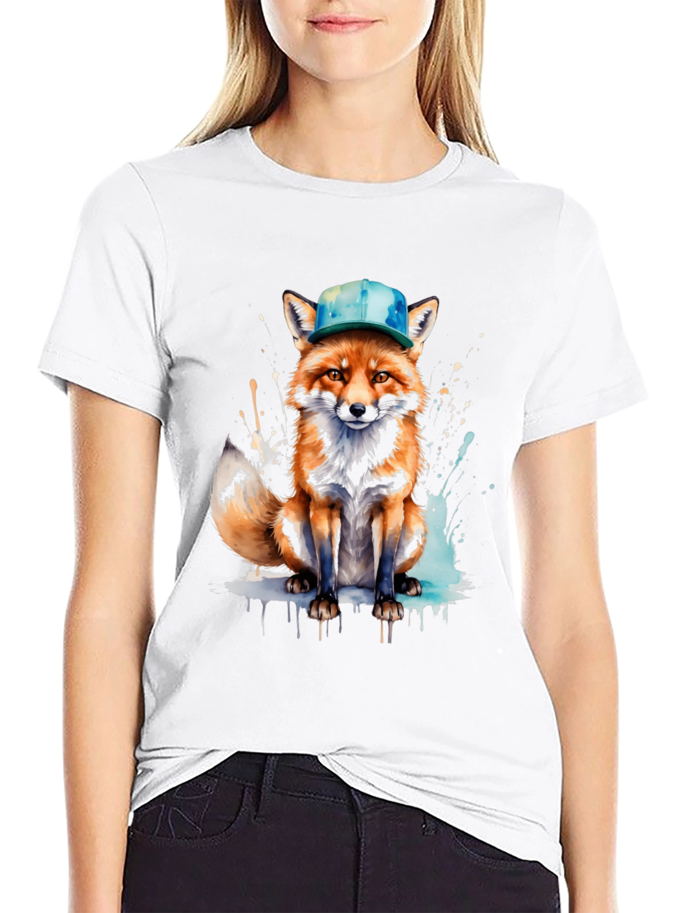 Black Fox with Hat Graphic Tee - Unique Design view 9