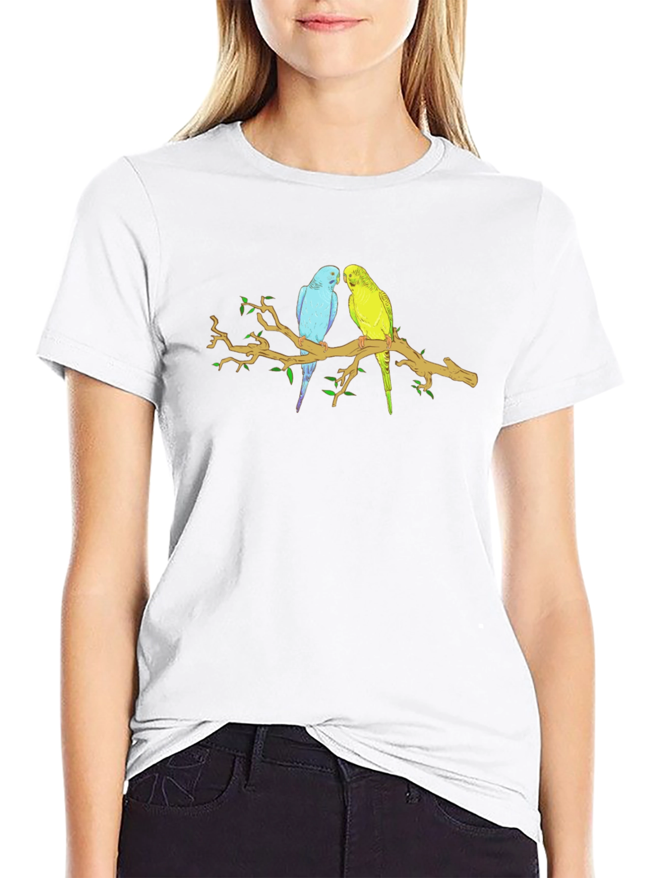 Black Parakeet Branch Graphic T-Shirt view 9