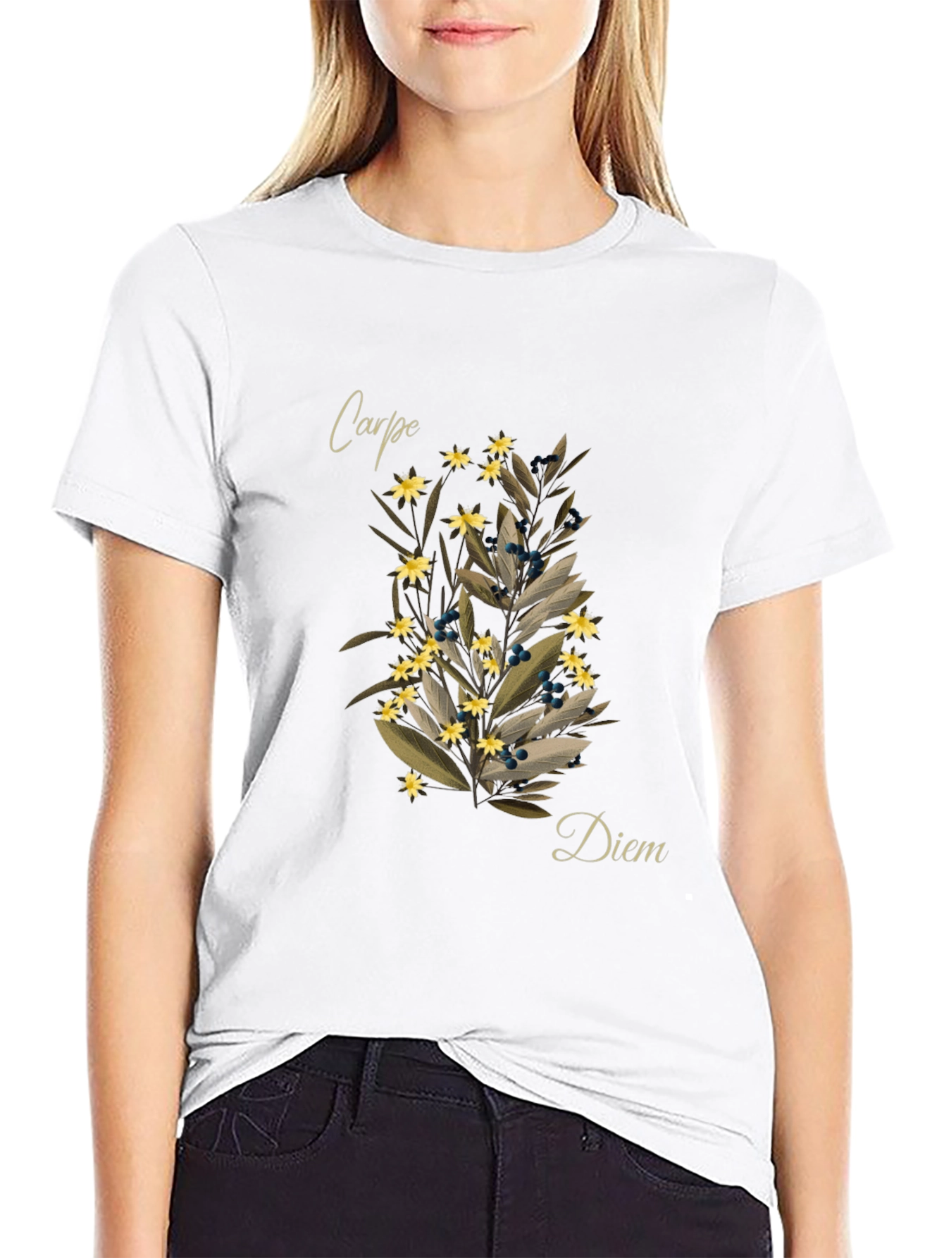 Black Carpe Diem Floral T-Shirt - Seize the Day view 9