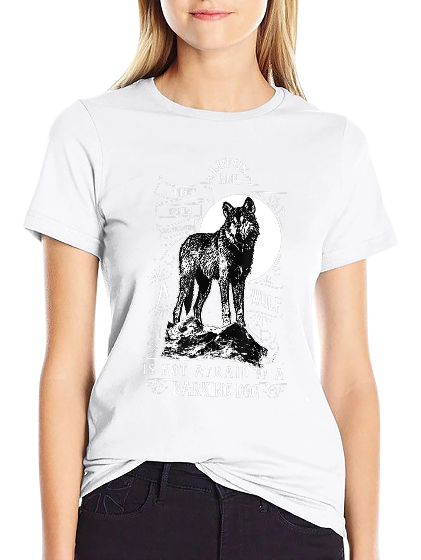 Black Wolf Graphic Tee - Lupus Non Timet Canem - Black Cotton view 9