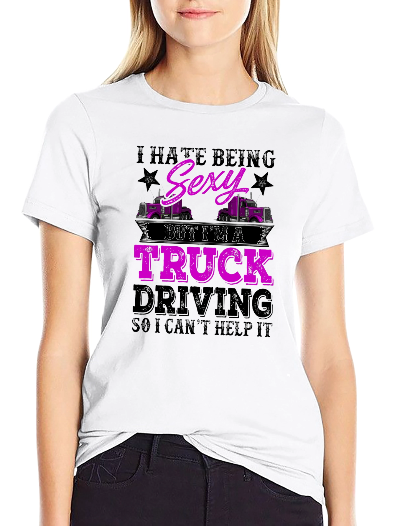 Black Truck Driving Sexy Humor T-Shirt view 9