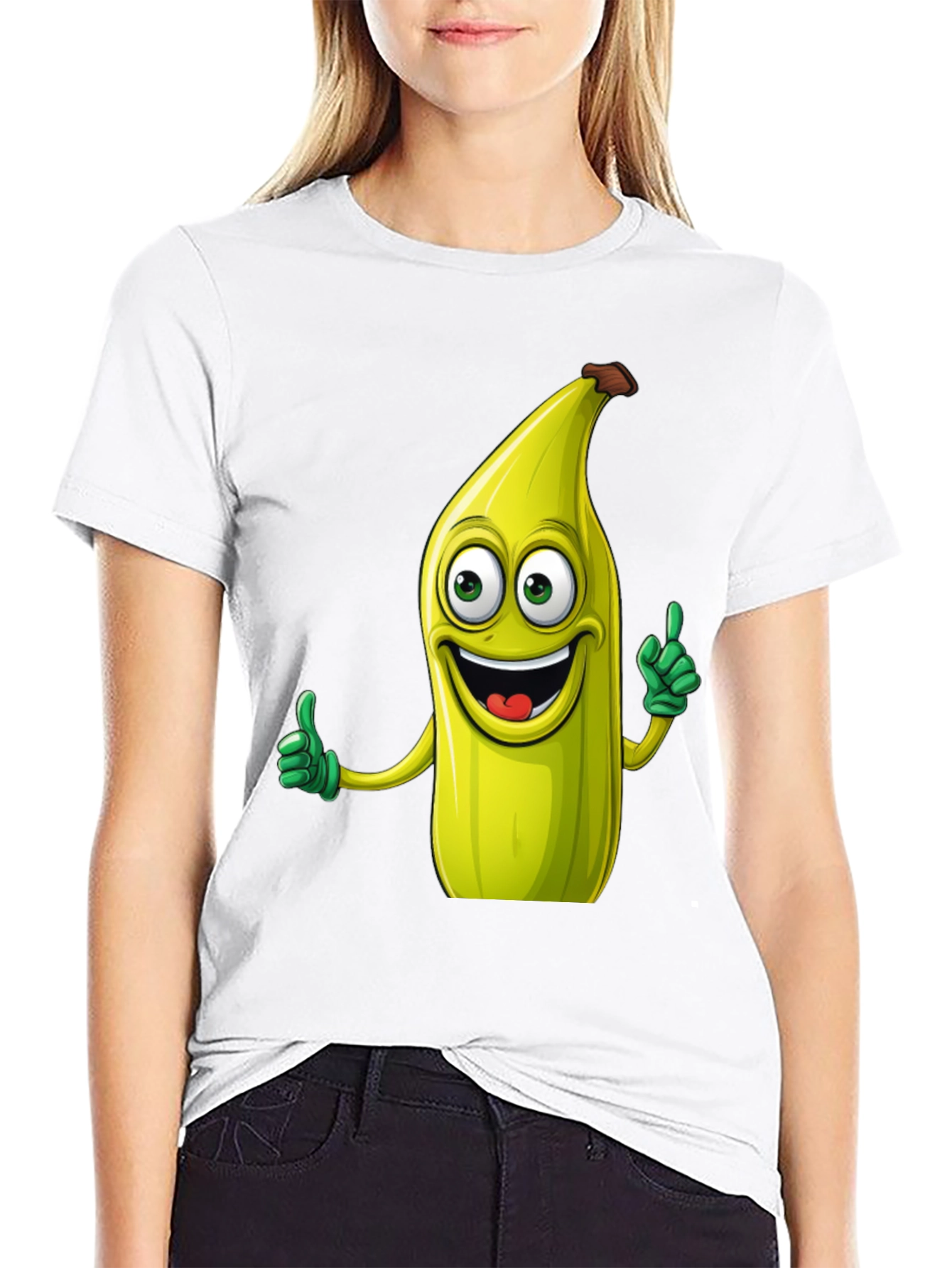 Black Funny Banana Cartoon Black T-Shirt view 9