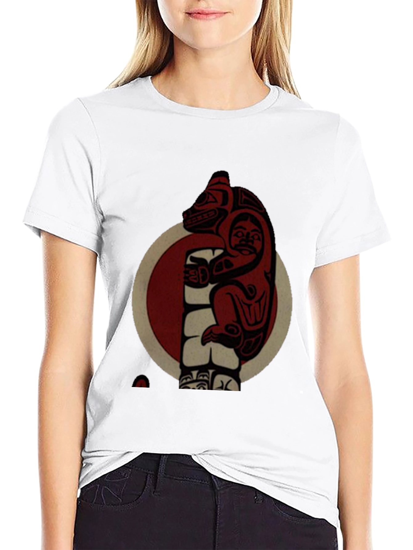 Black Native Art Bear Graphic T-Shirt view 9