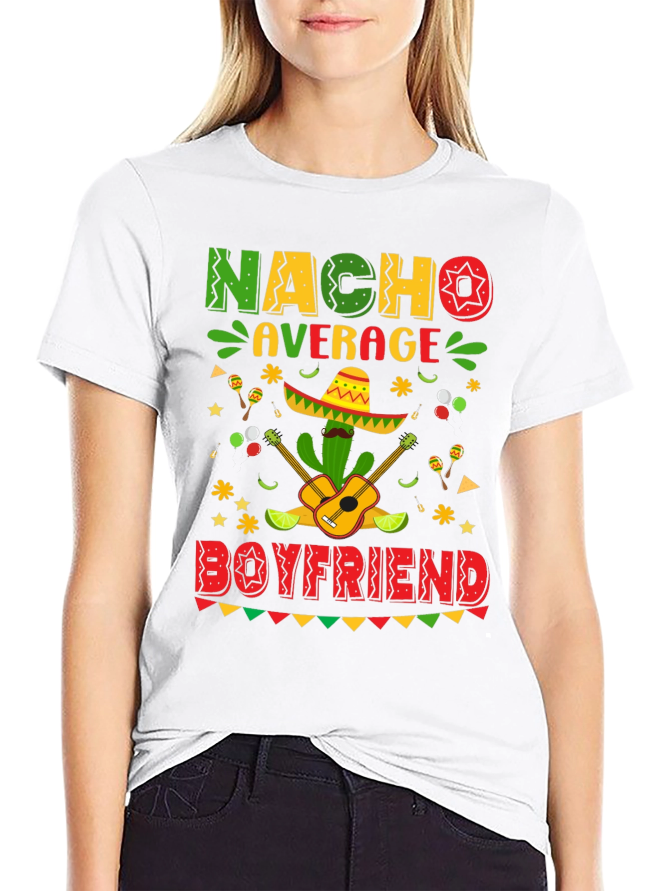 Black Nacho Average Boyfriend Graphic T-Shirt view 9