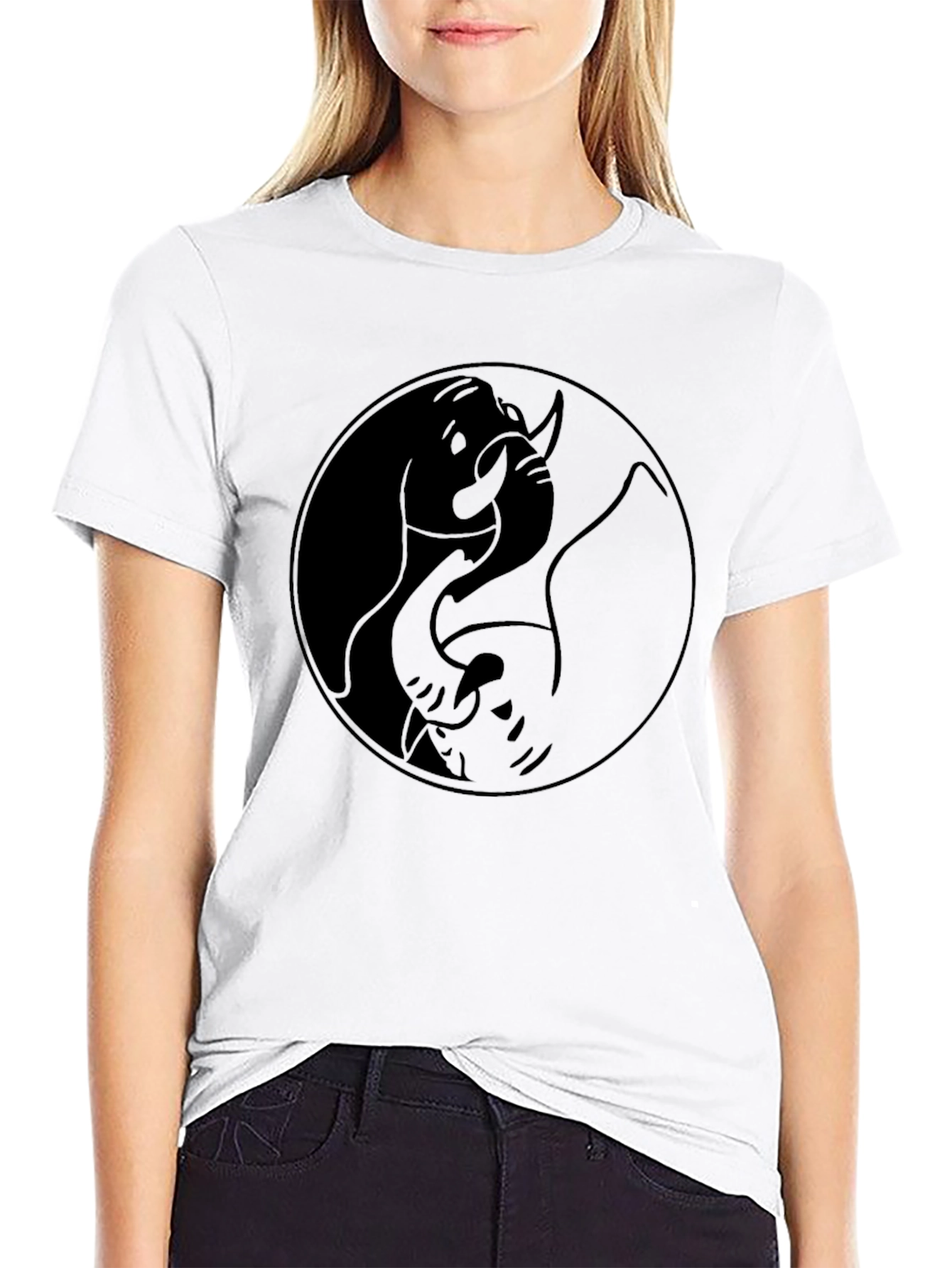 Black Yin Yang Elephant Graphic Tee - Stylish Black T-Shirt view 9