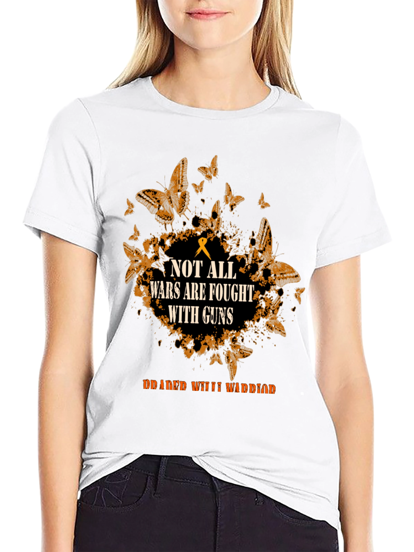 Black Not All Wars are Fought with Guns Black Graphic Tee view 9