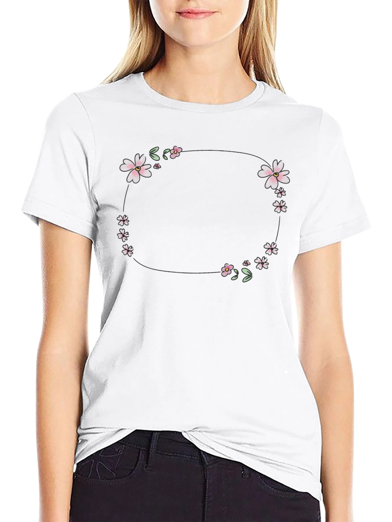 Black Floral Wreath Graphic T-Shirt view 9